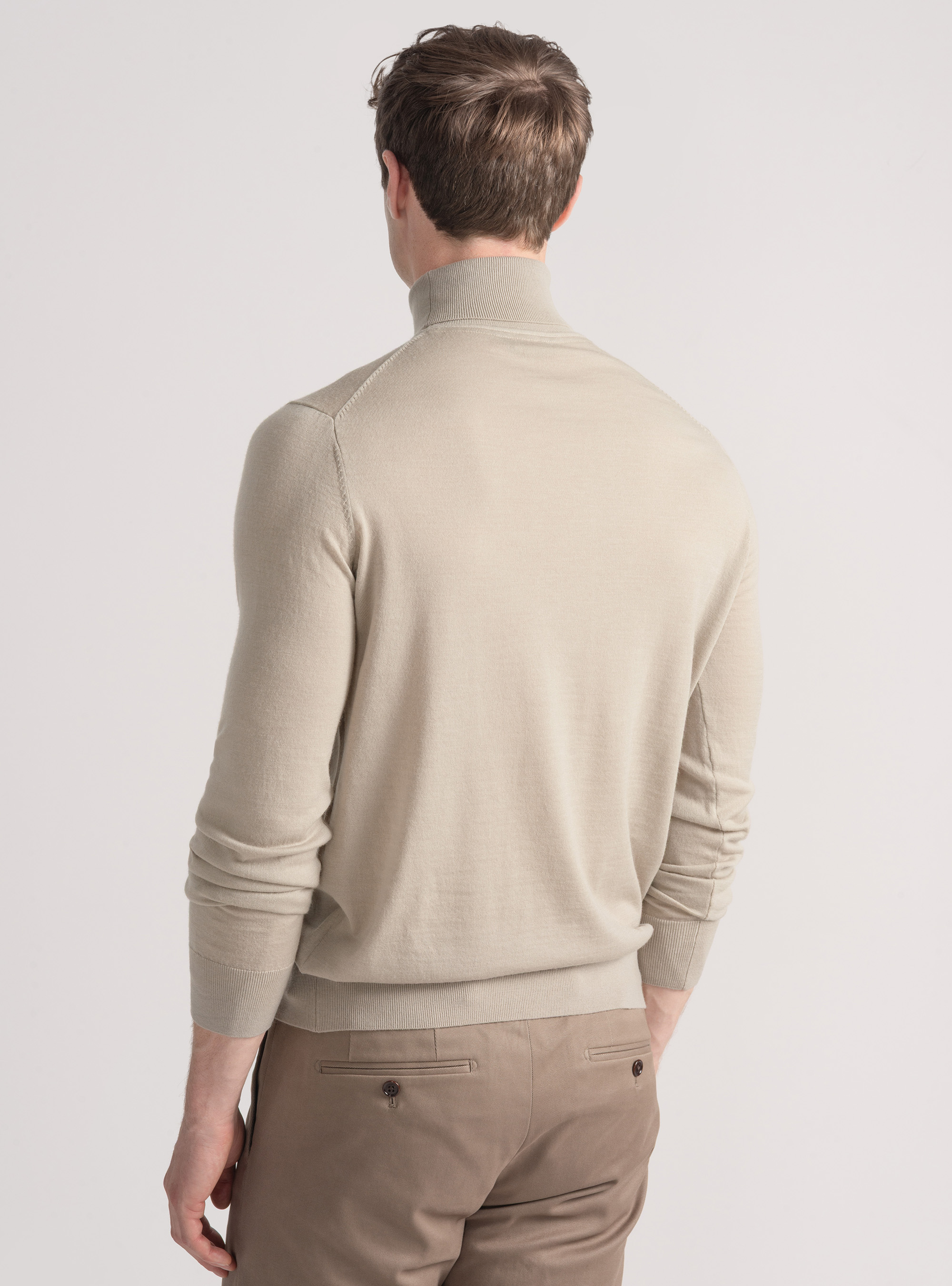 Turtleneck in pure extra-fine merino wool, SAND
