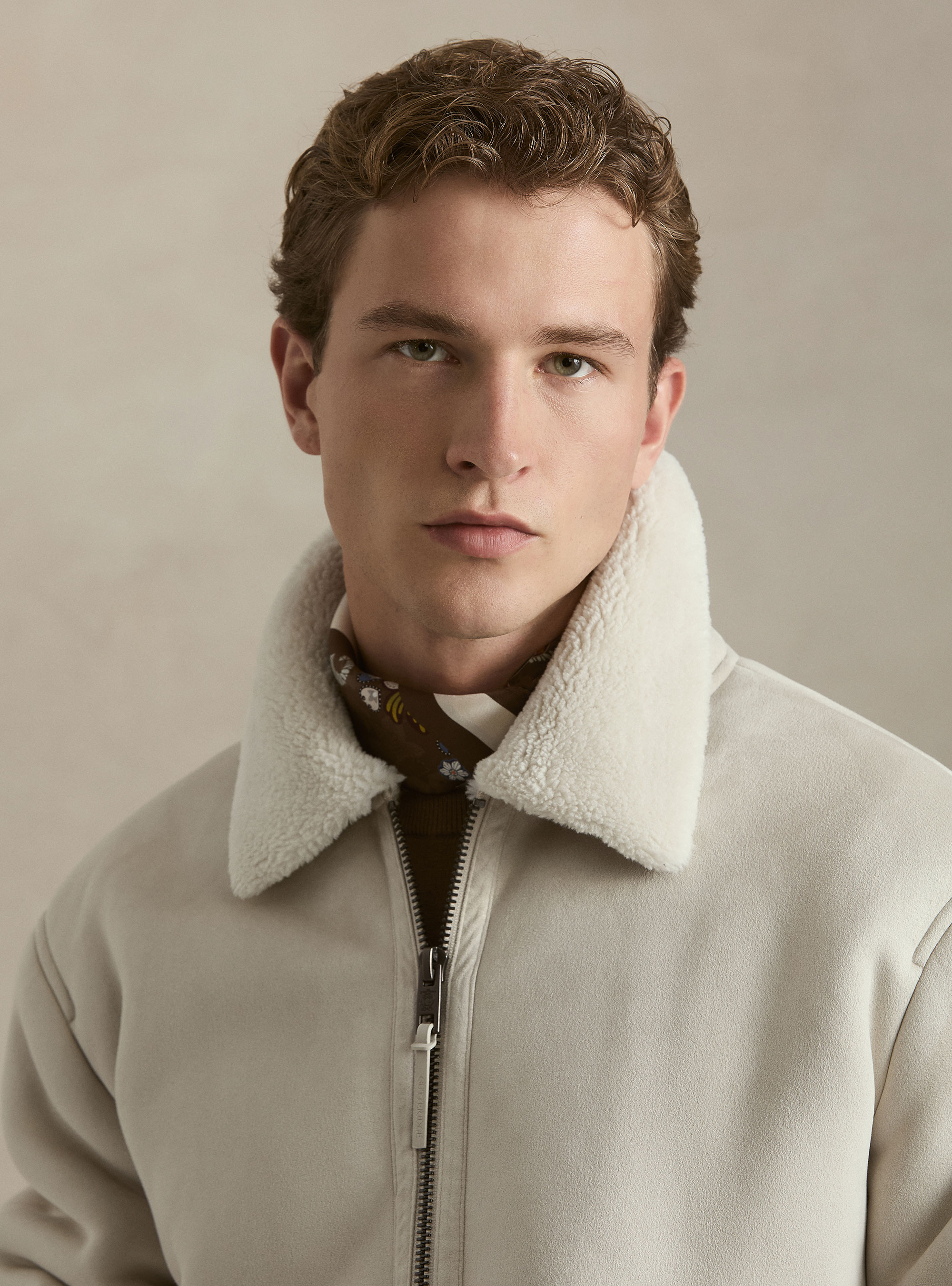 Suede-effect shearling, OFF-WHITE