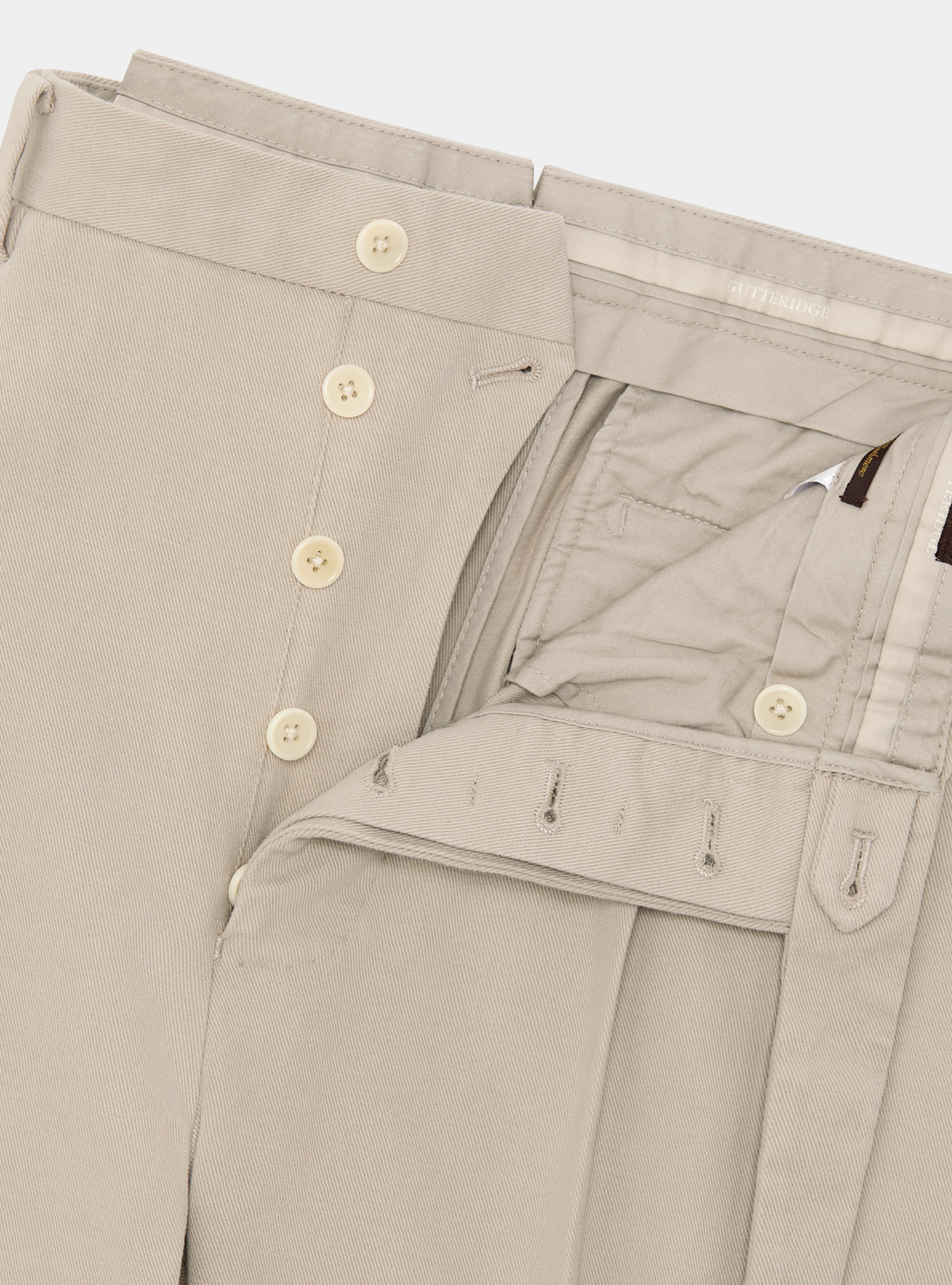 Pantalon &agrave; pinces en coton et cachemire, &Atilde; CRU