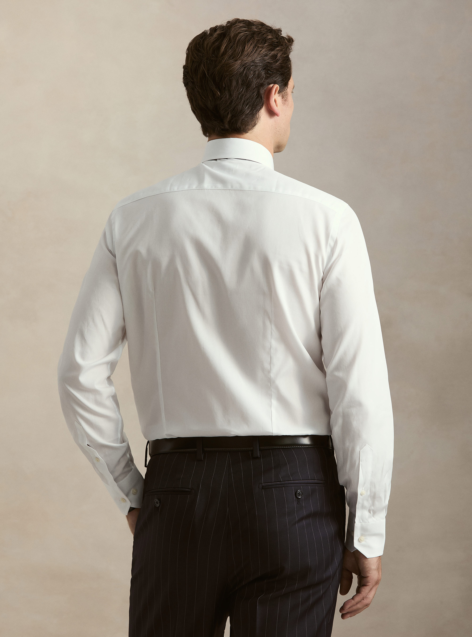 Camisa de algod&oacute;n fil a fil, BLANCO