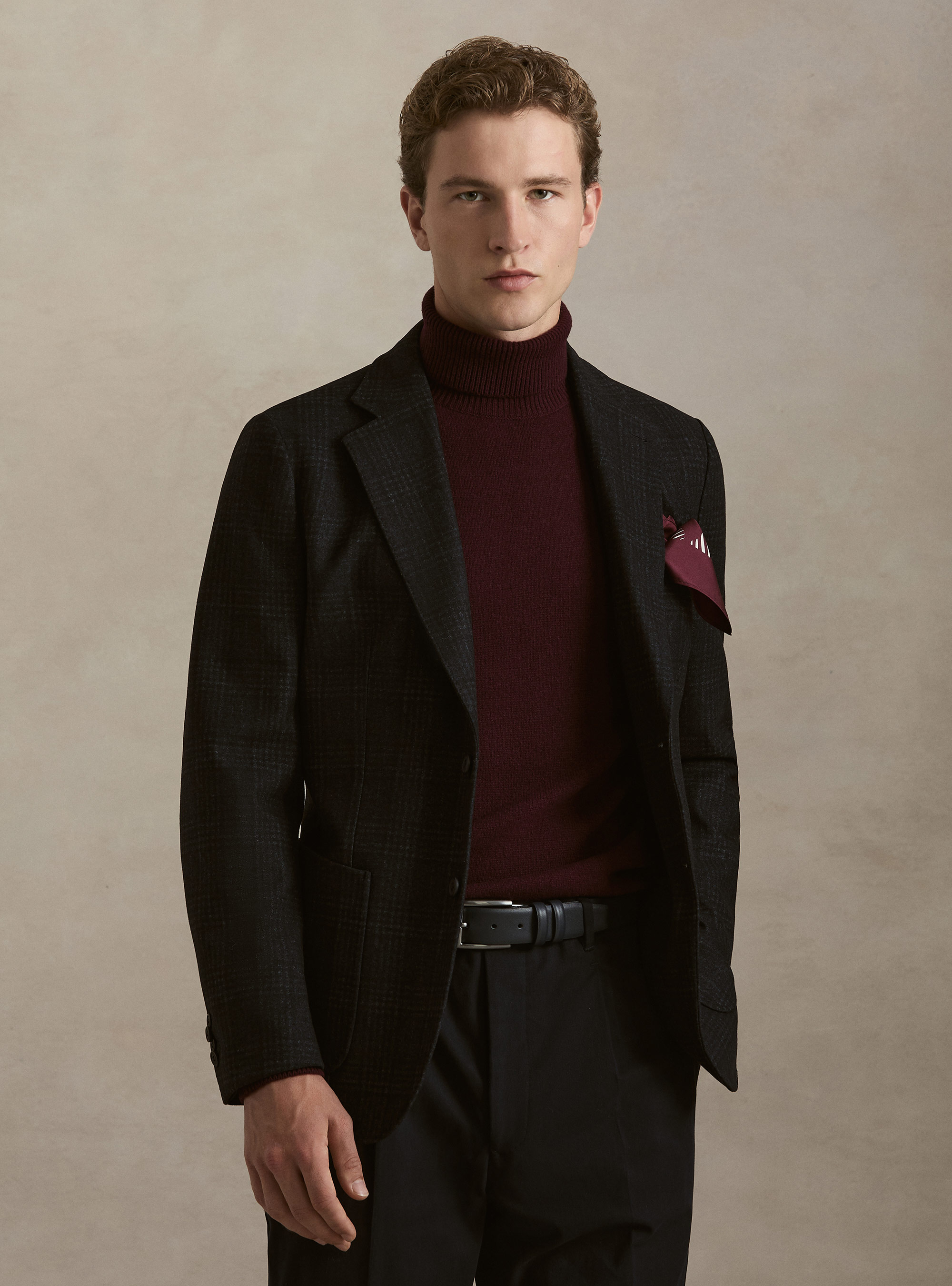 Single-Breasted Printed Jersey Blazer, NAVY BLUE