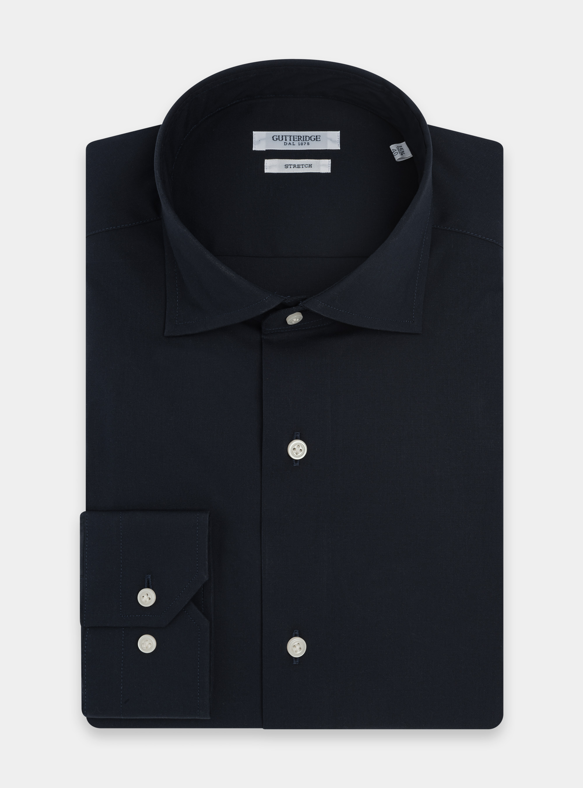 Stretch poplin shirt, NAVY BLUE