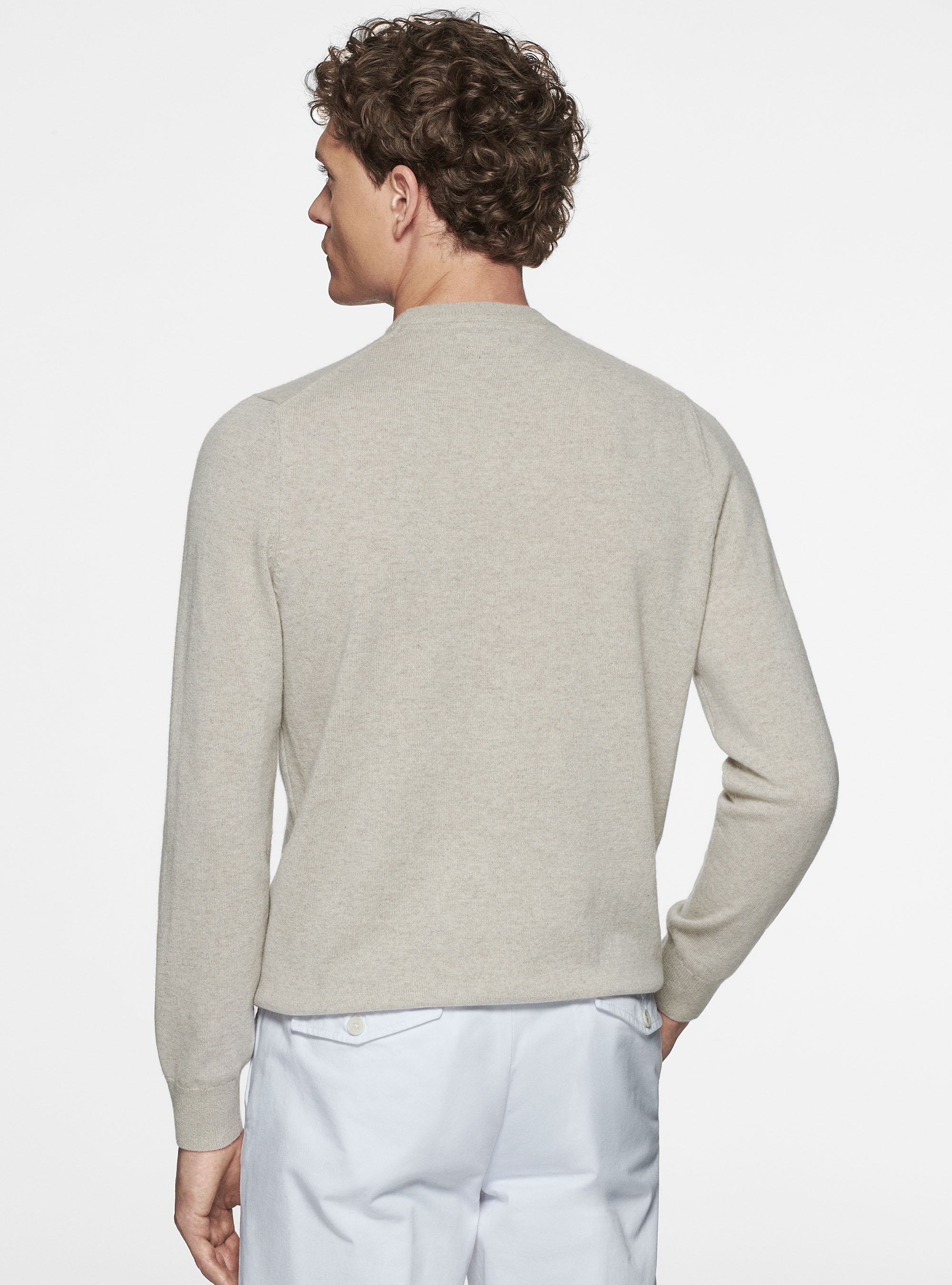 Cashmere crew-neck sweater, ECRU
