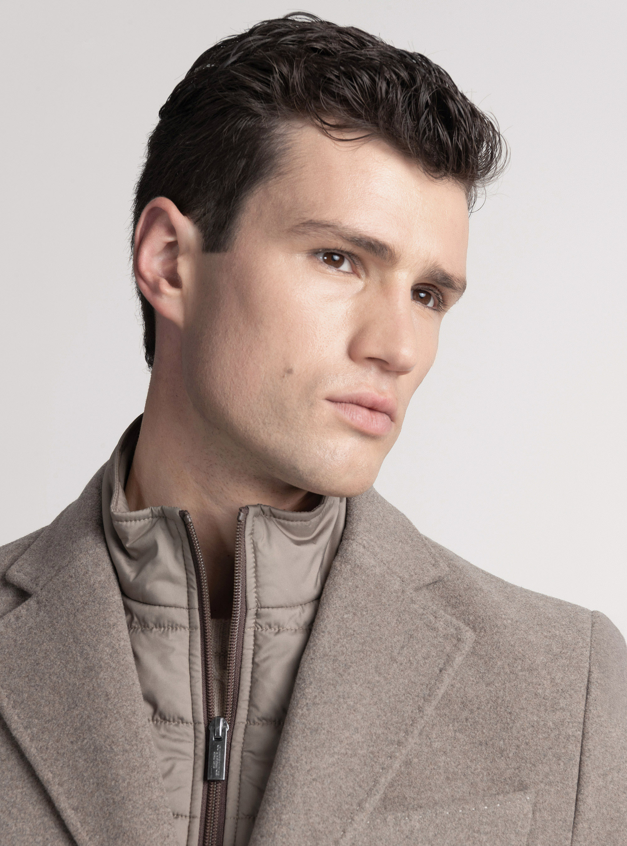 Wool-blend coat with bib, MUD