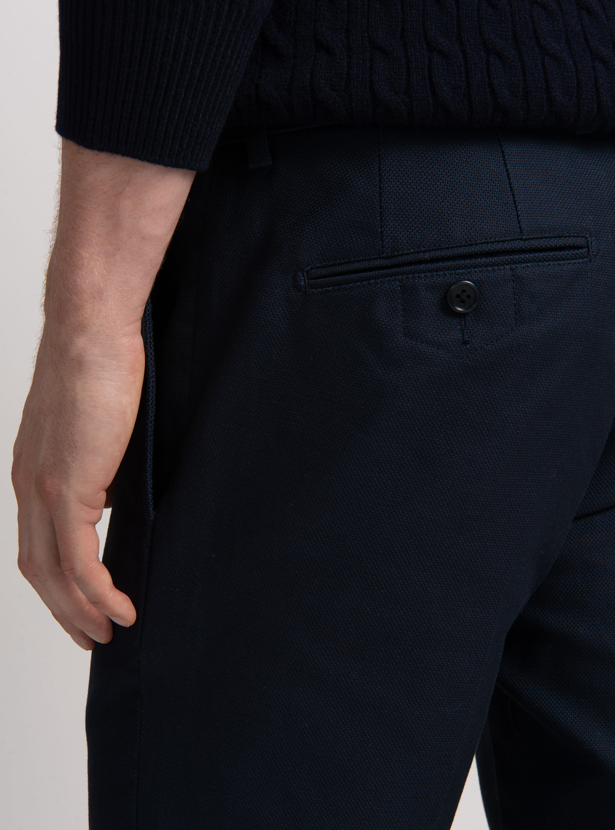 Armoured cotton slim fit chino trousers, NAVY BLUE