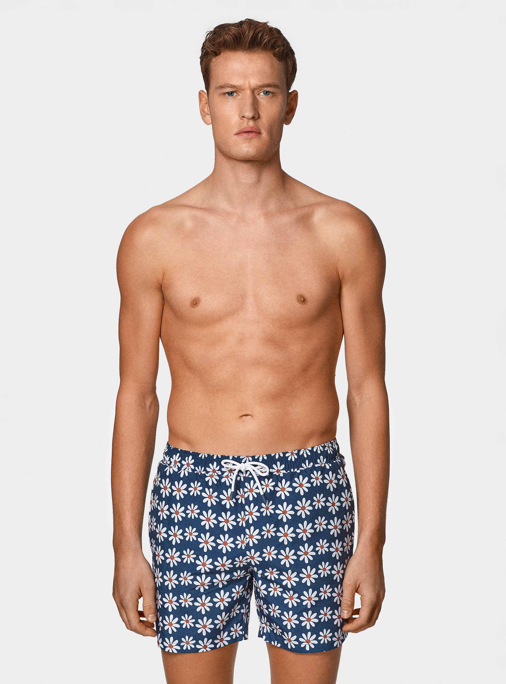 Badeanz&uuml;ge mit G&auml;nsebl&uuml;mchenmuster, NAVY 0218C