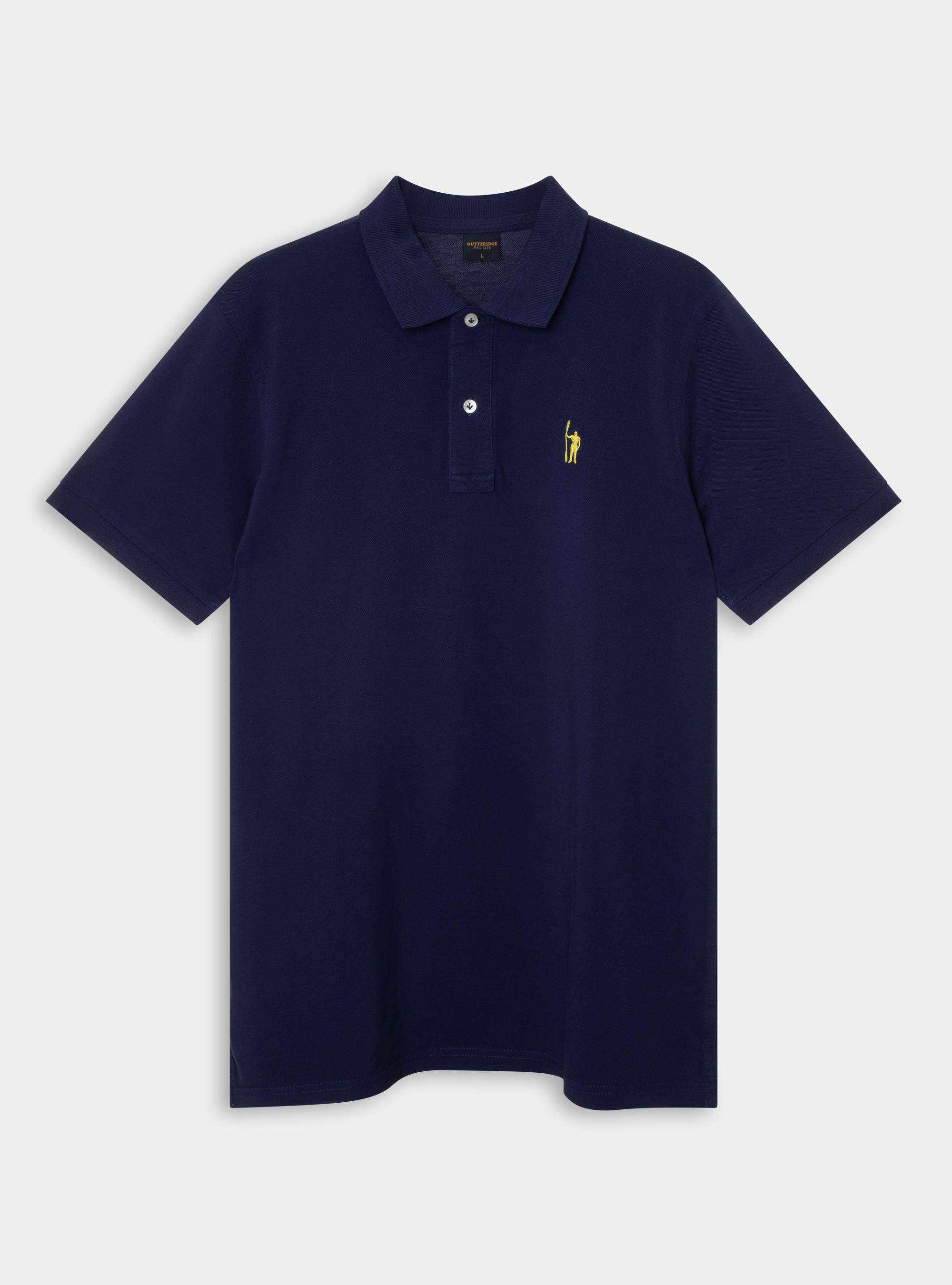 Polo cl&aacute;sico de piqu&eacute; de algod&oacute;n con bordado, AZUL MEDIO