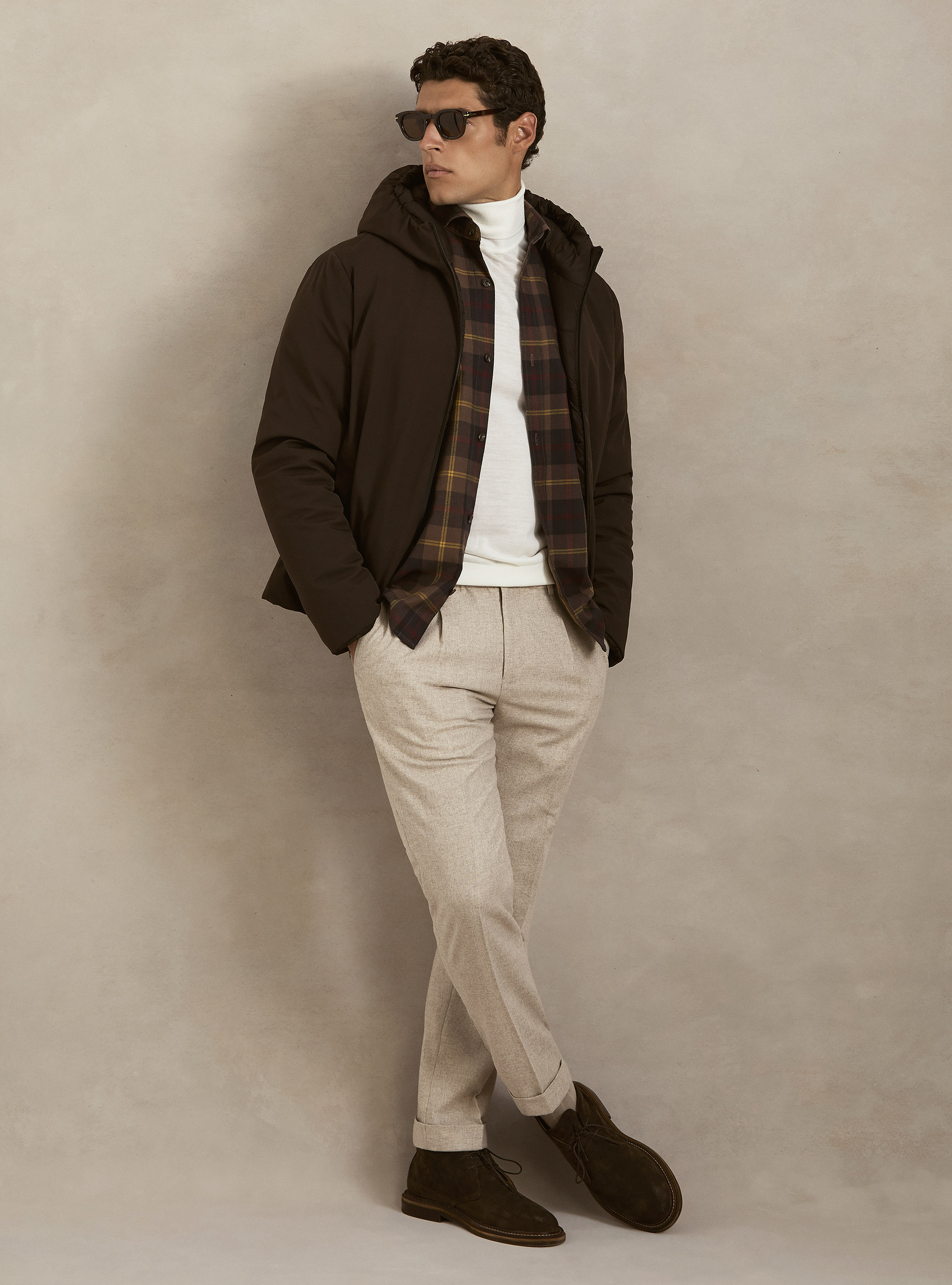 Reversible hooded bomber jacket, MARRONE 0508C