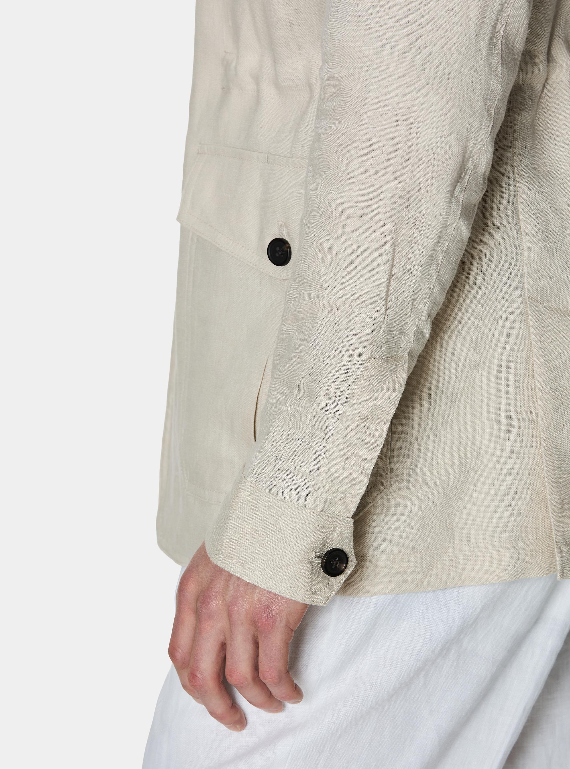 Field jacket in pure linen, ECRU
