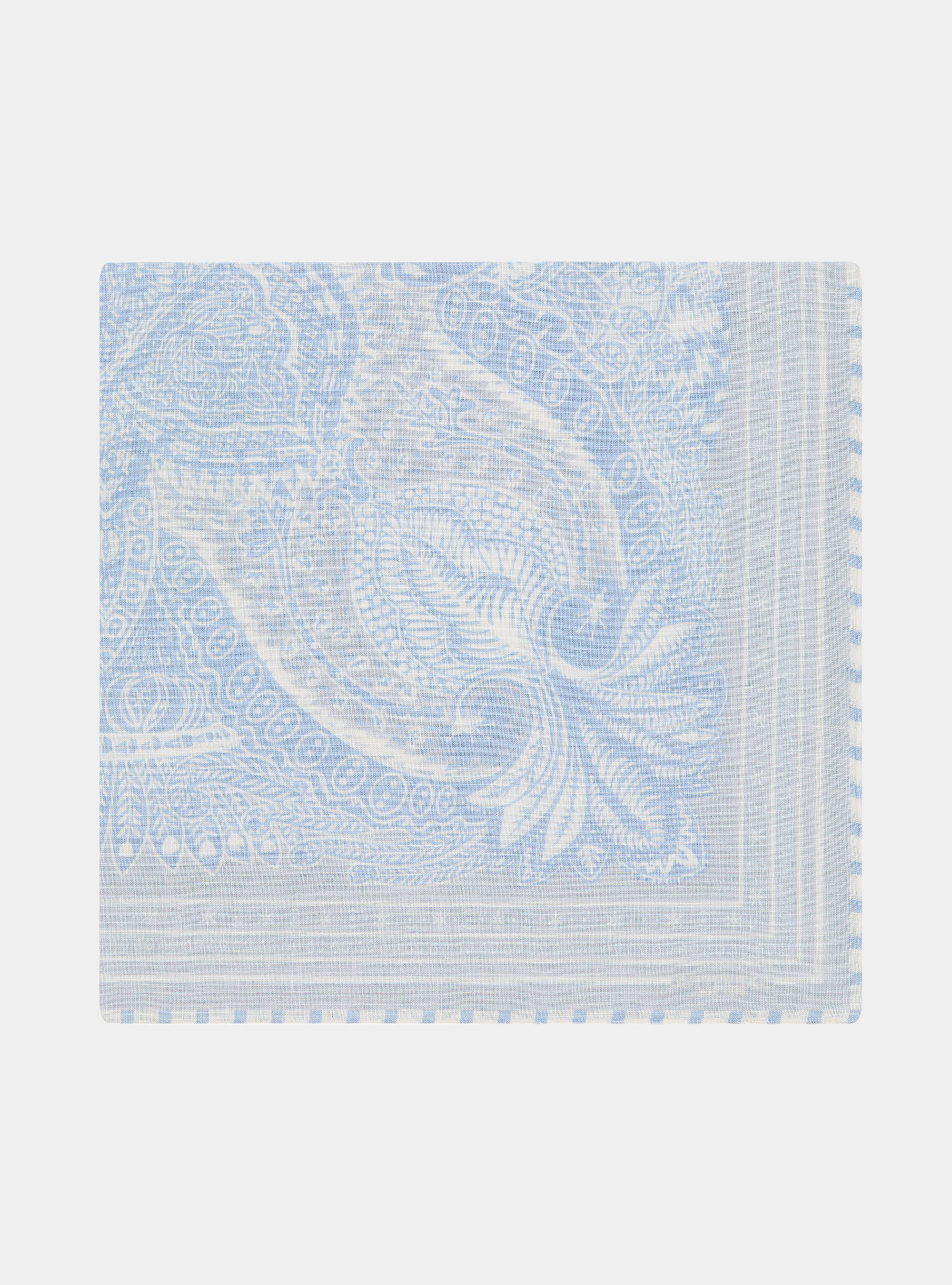 Bandana-style patterned linen foulard, LIGHT BLUE