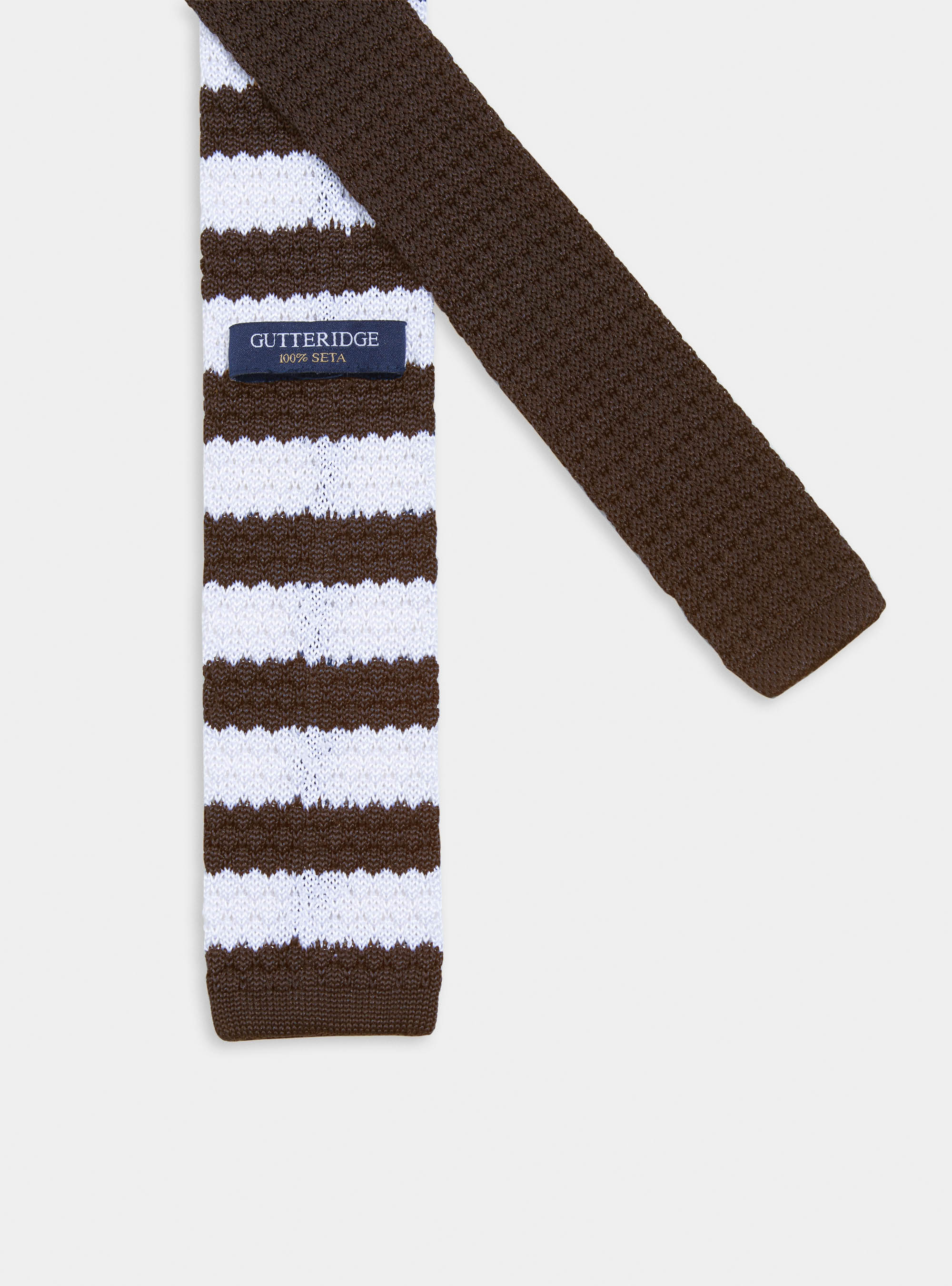Striped knit tie, MARRONE 0508C