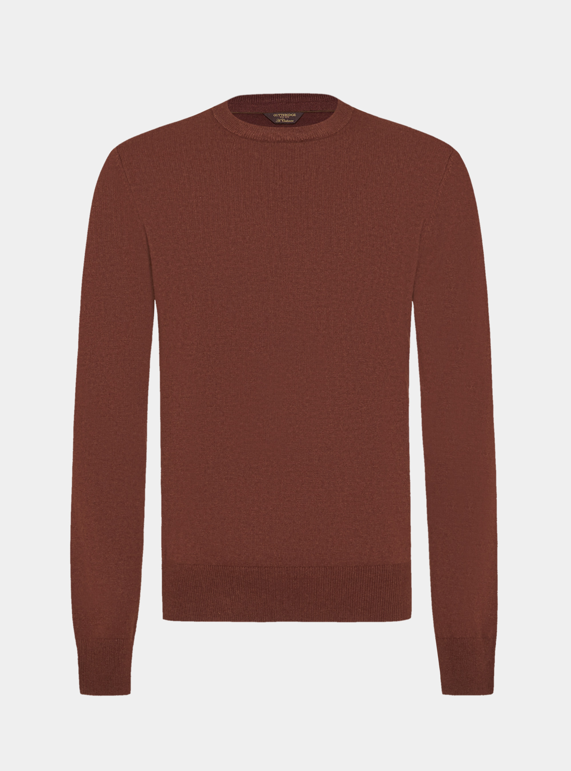 Lambswool and cashmere crew-neck sweater, 0396C MATTONE
