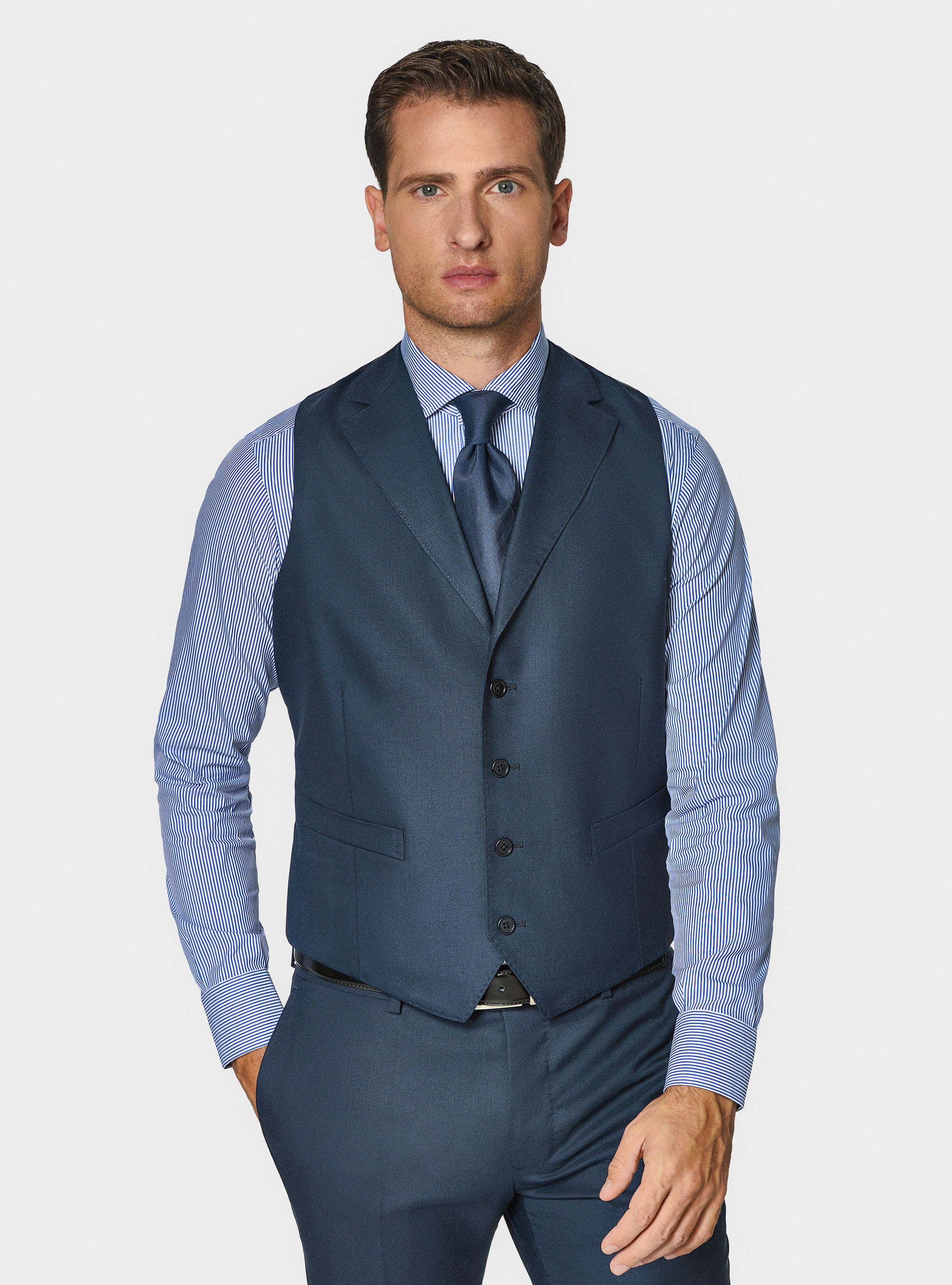 Single-breasted waistcoat in pure wool Vitale barberis Canonico, MULTICOLOR