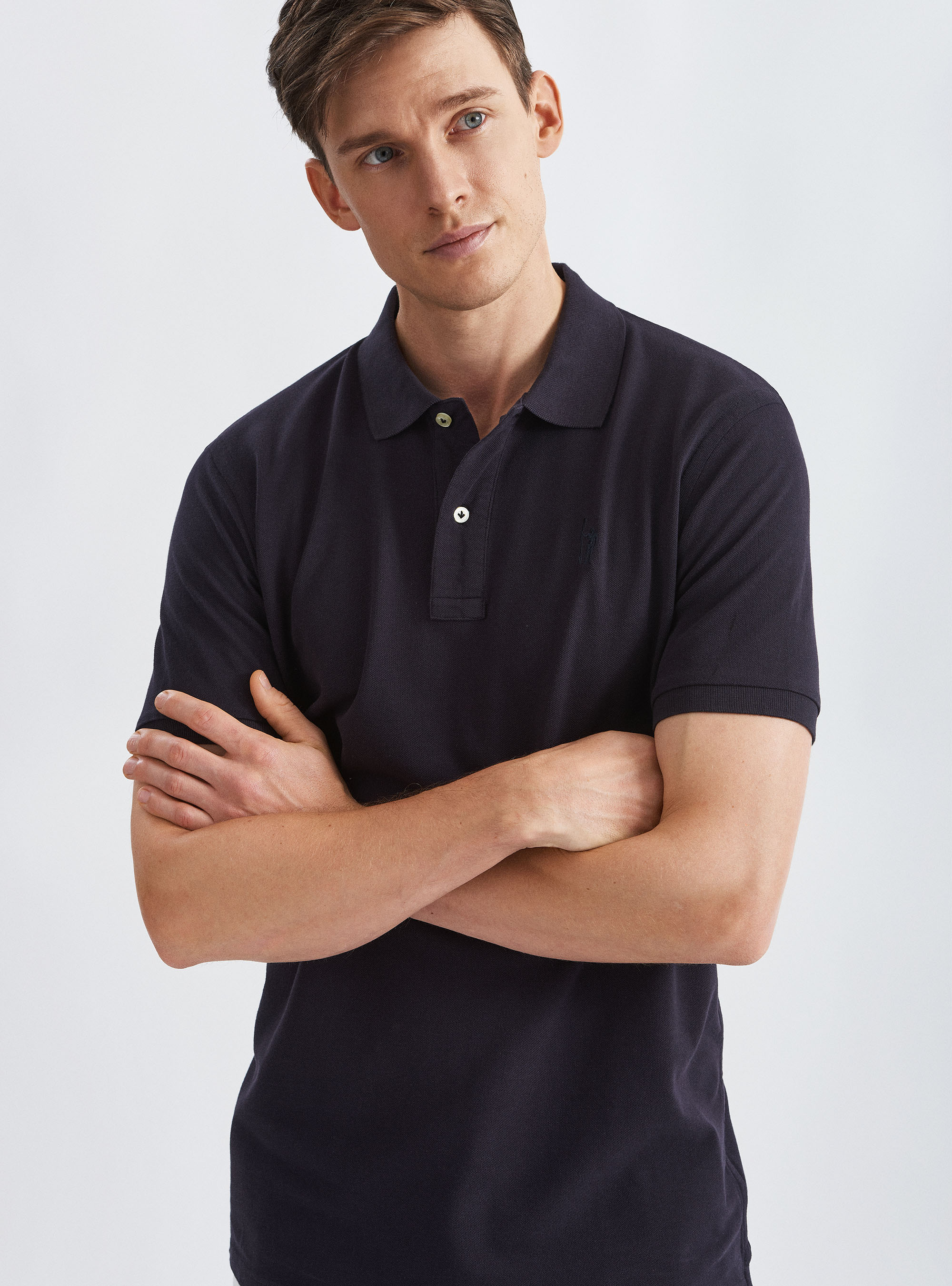 Polo classique en piqu&eacute;, BLEU MARINE