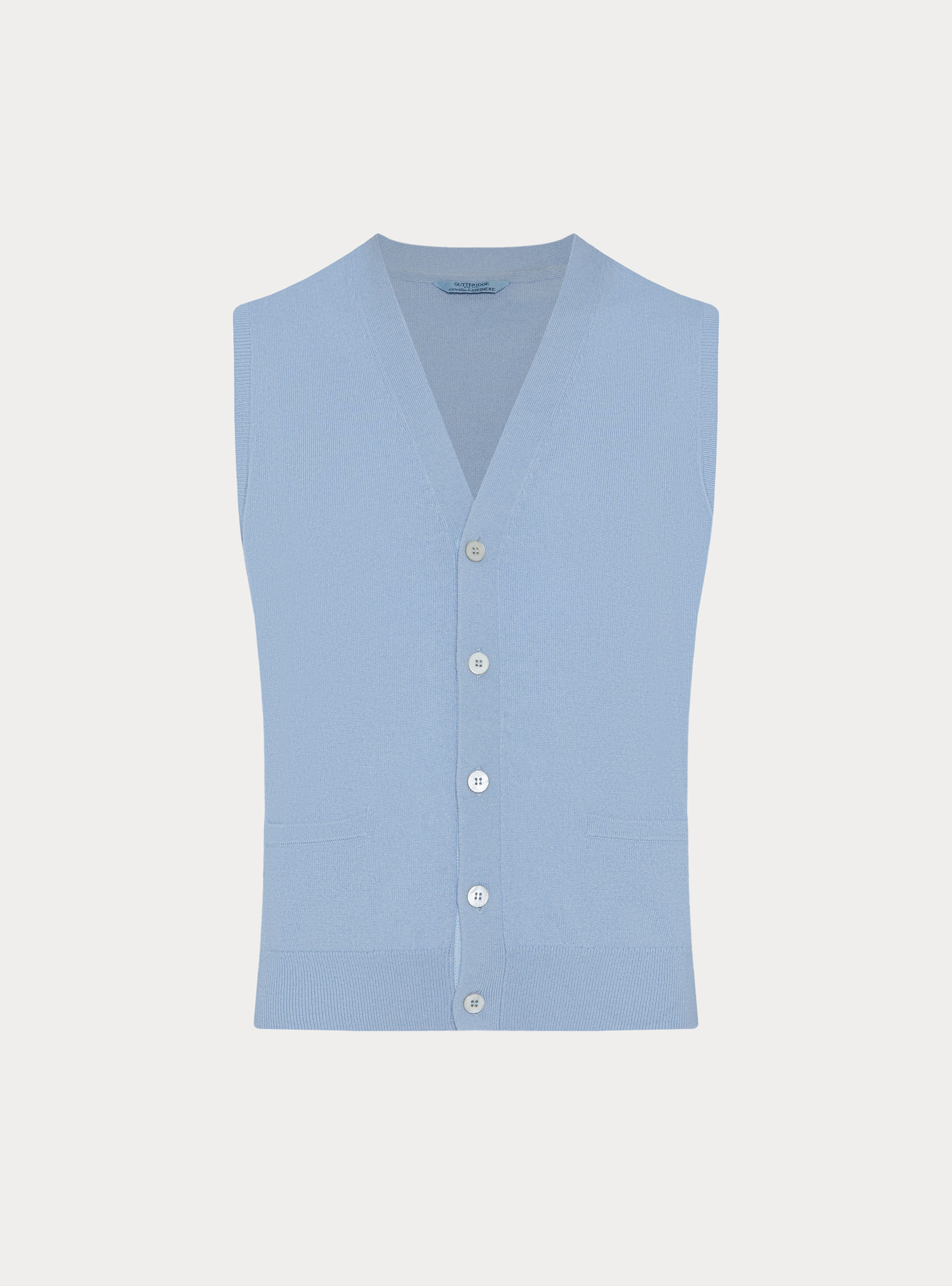 Chaleco de puro cashmere con botones, 0266C AZZURRO