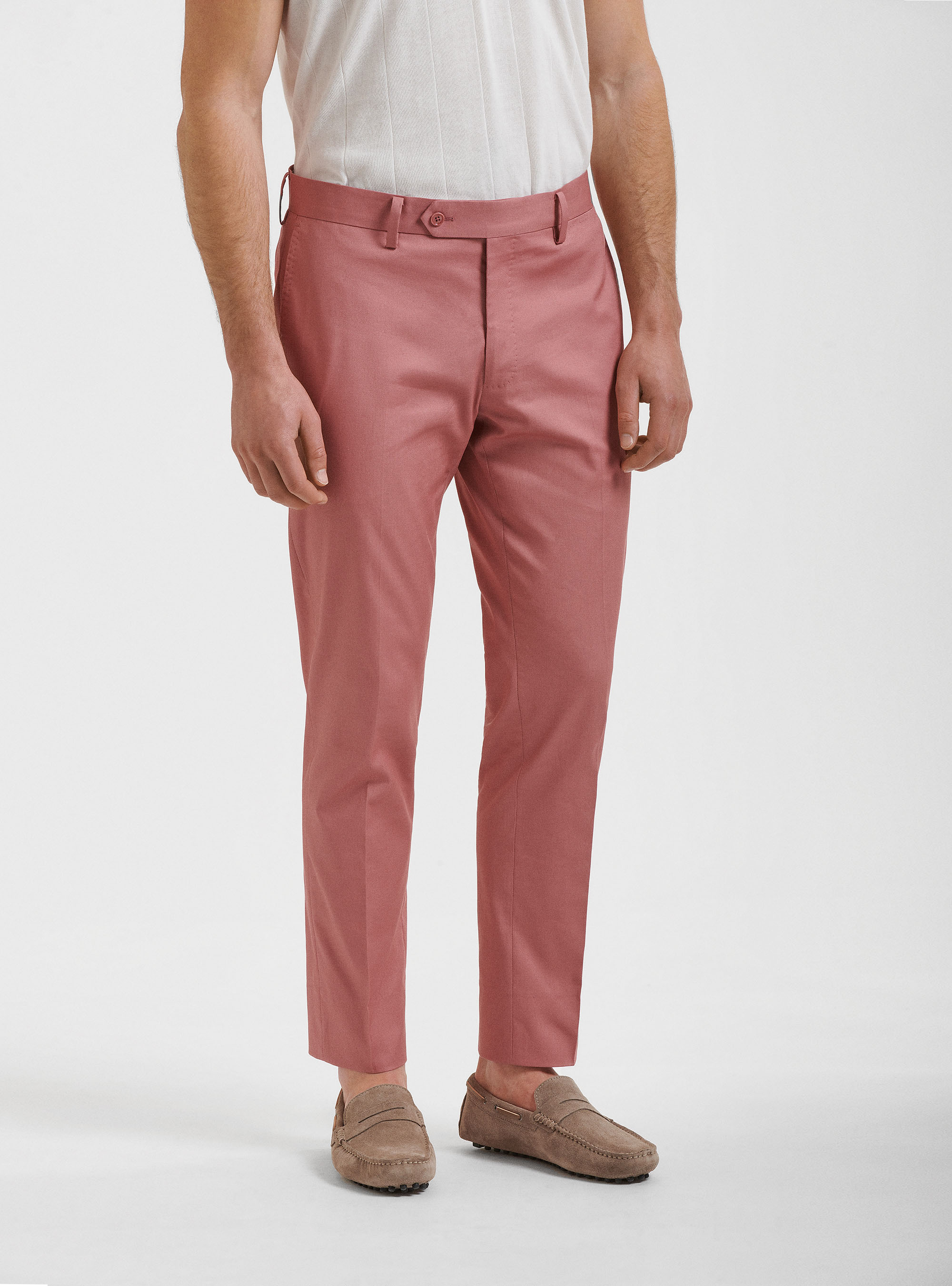 Pantaloni per abito in cotone armaturato, 0441C ROSA SCURO