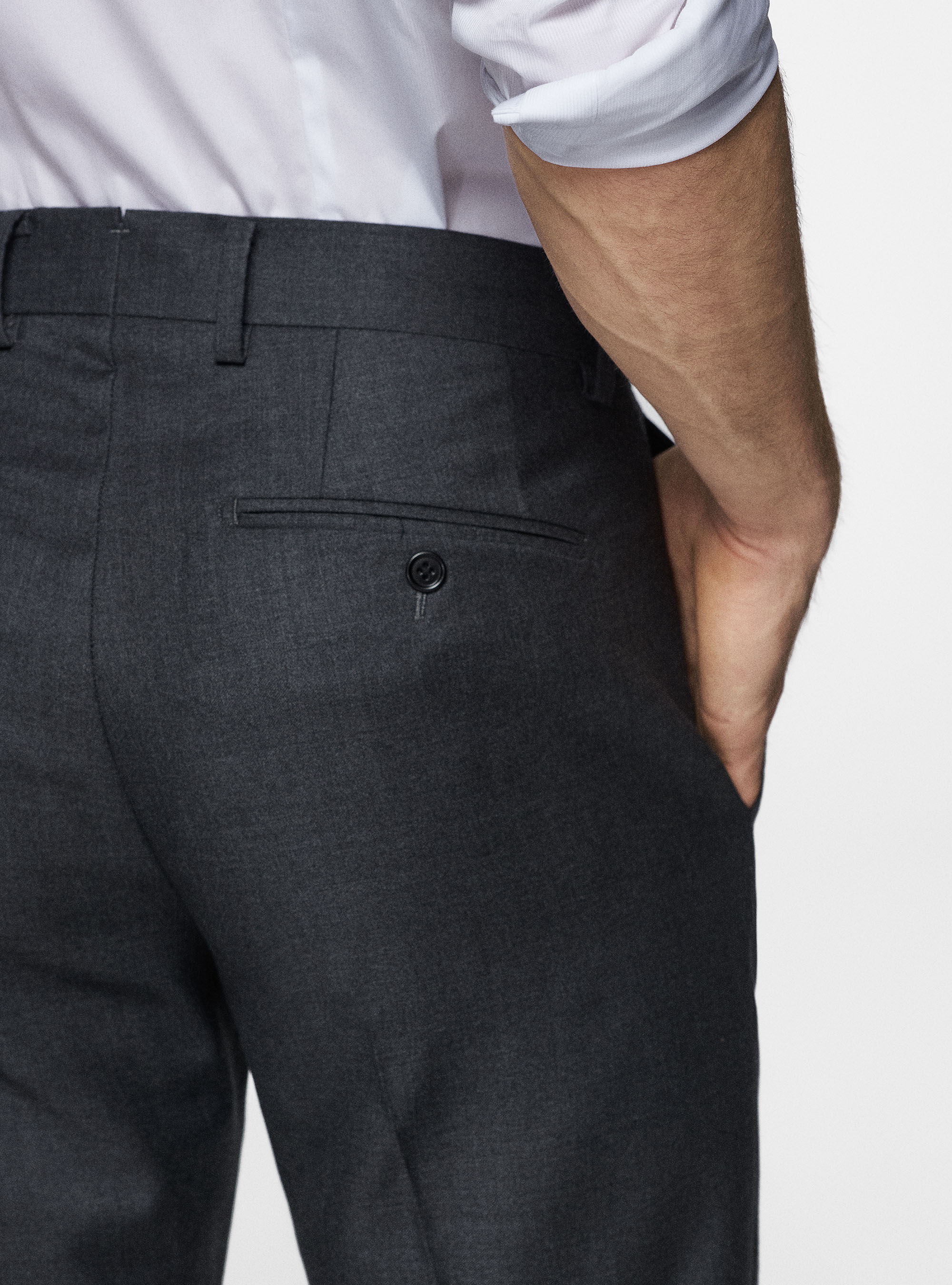 Trousers in pure 110's superfine wool, ASPHALT GREY