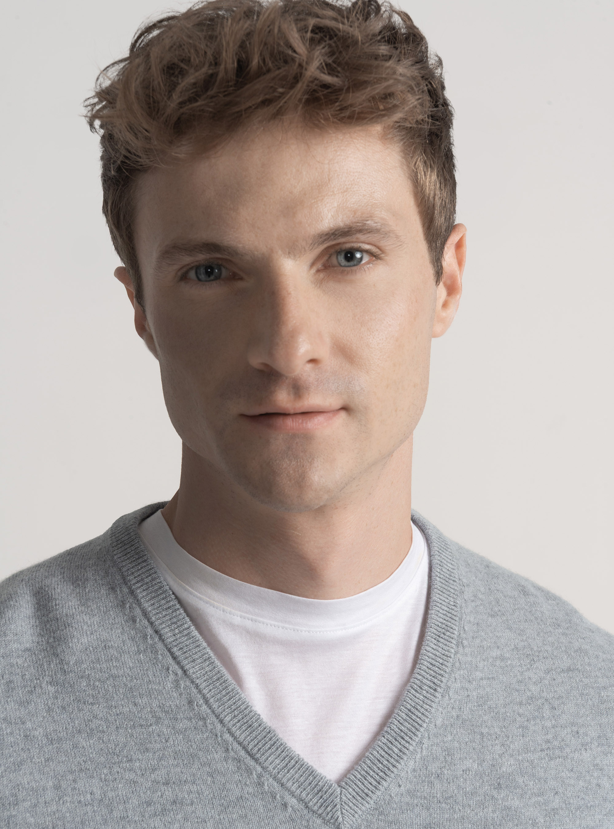 Merino wool V-neck sweater, GRIGIO MELANGE 0151C
