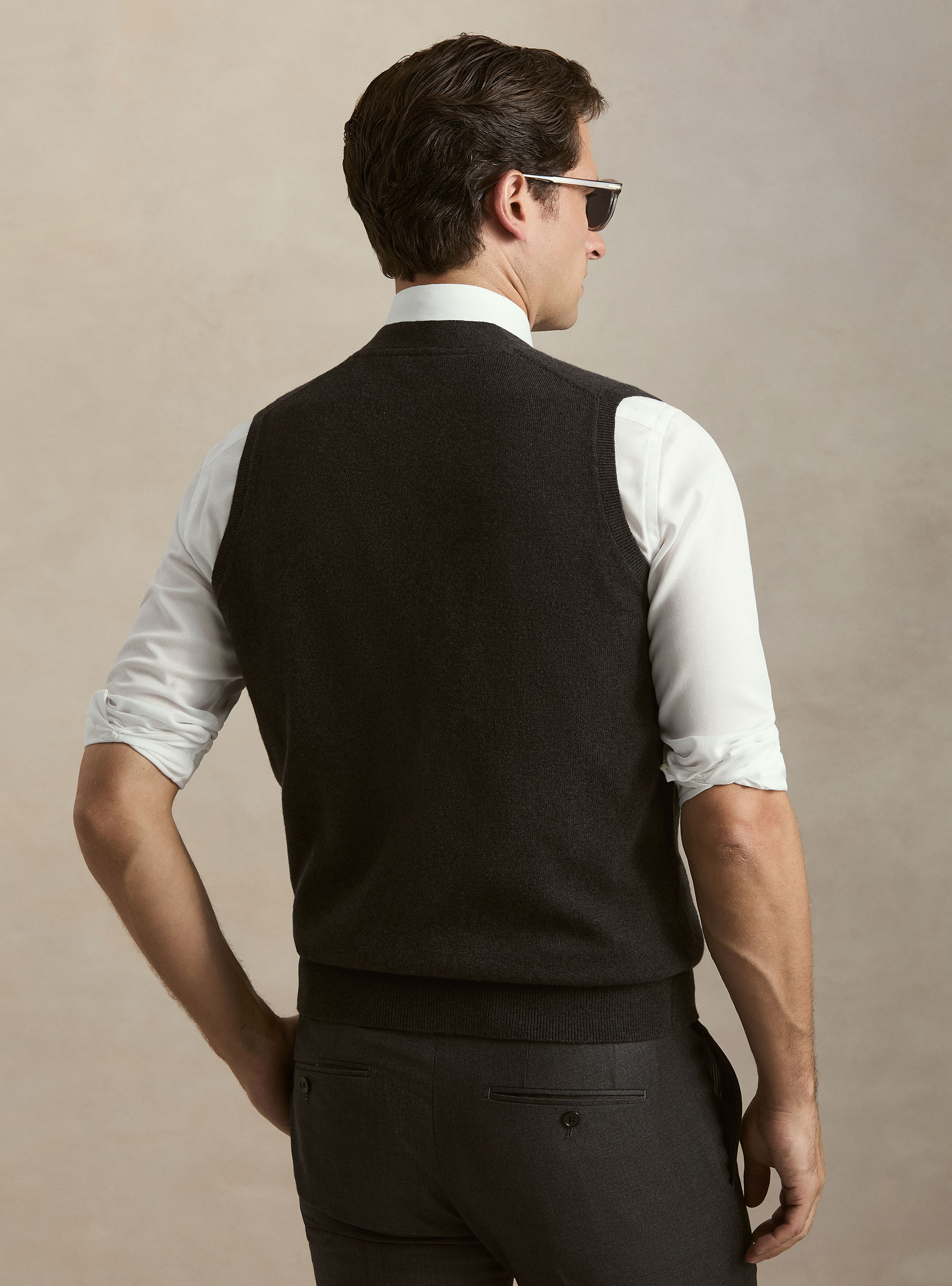 Chaleco de punto de lambswool y cachemira, GRIS MARENGO