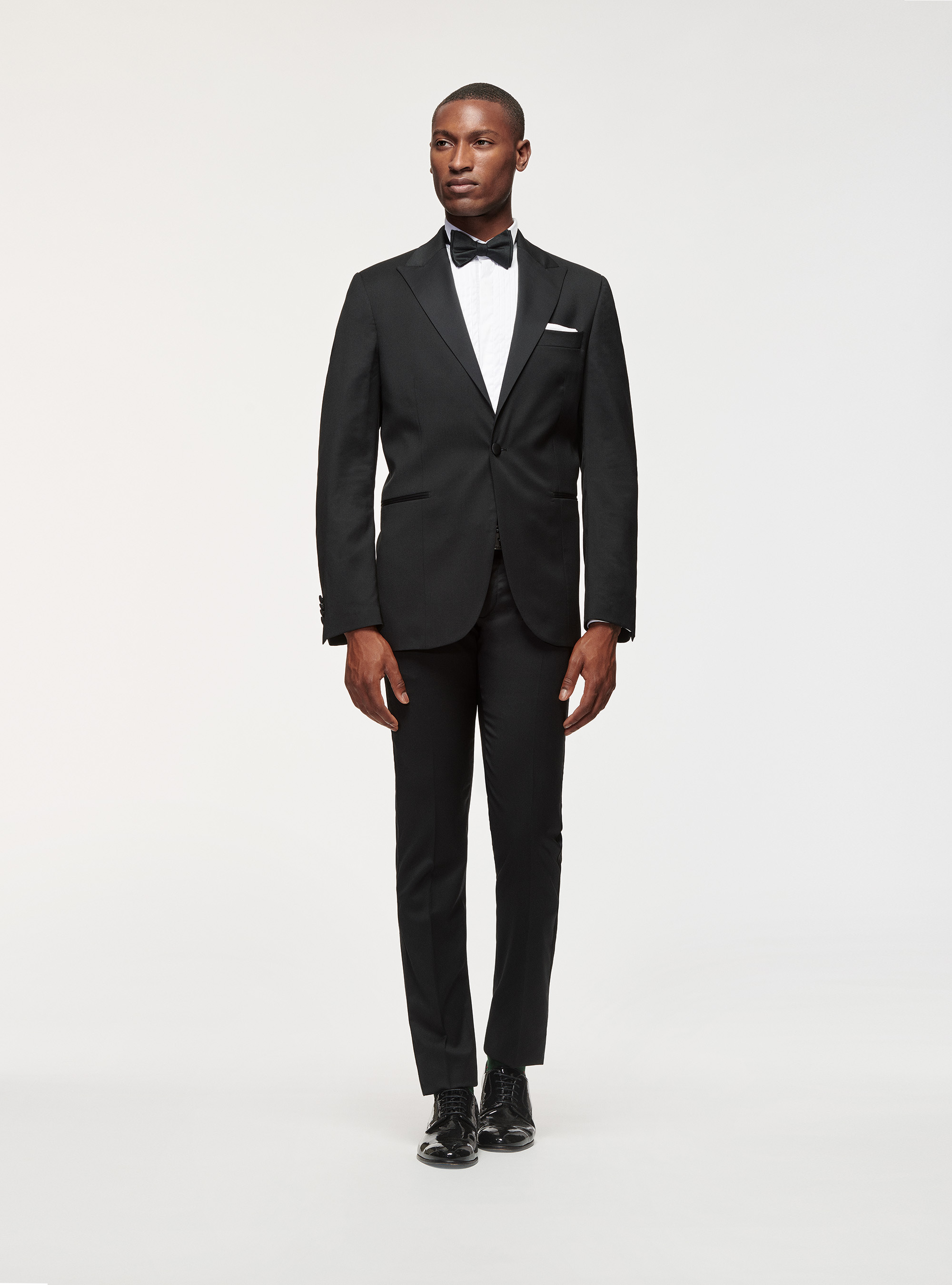 Pure Wool Tuxedo Trousers, BLACK