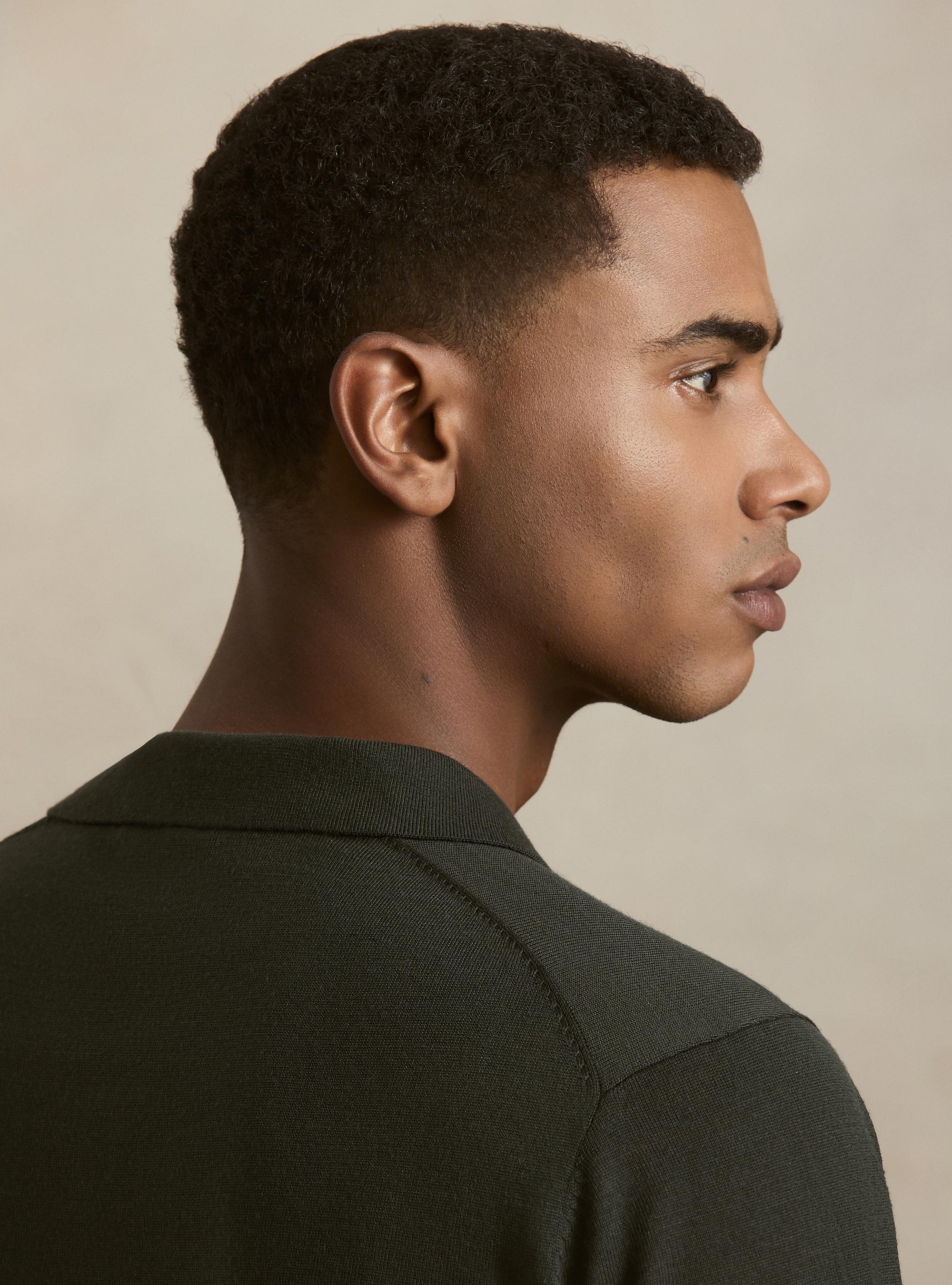 Buttonless merino polo, MILITARE 0609C