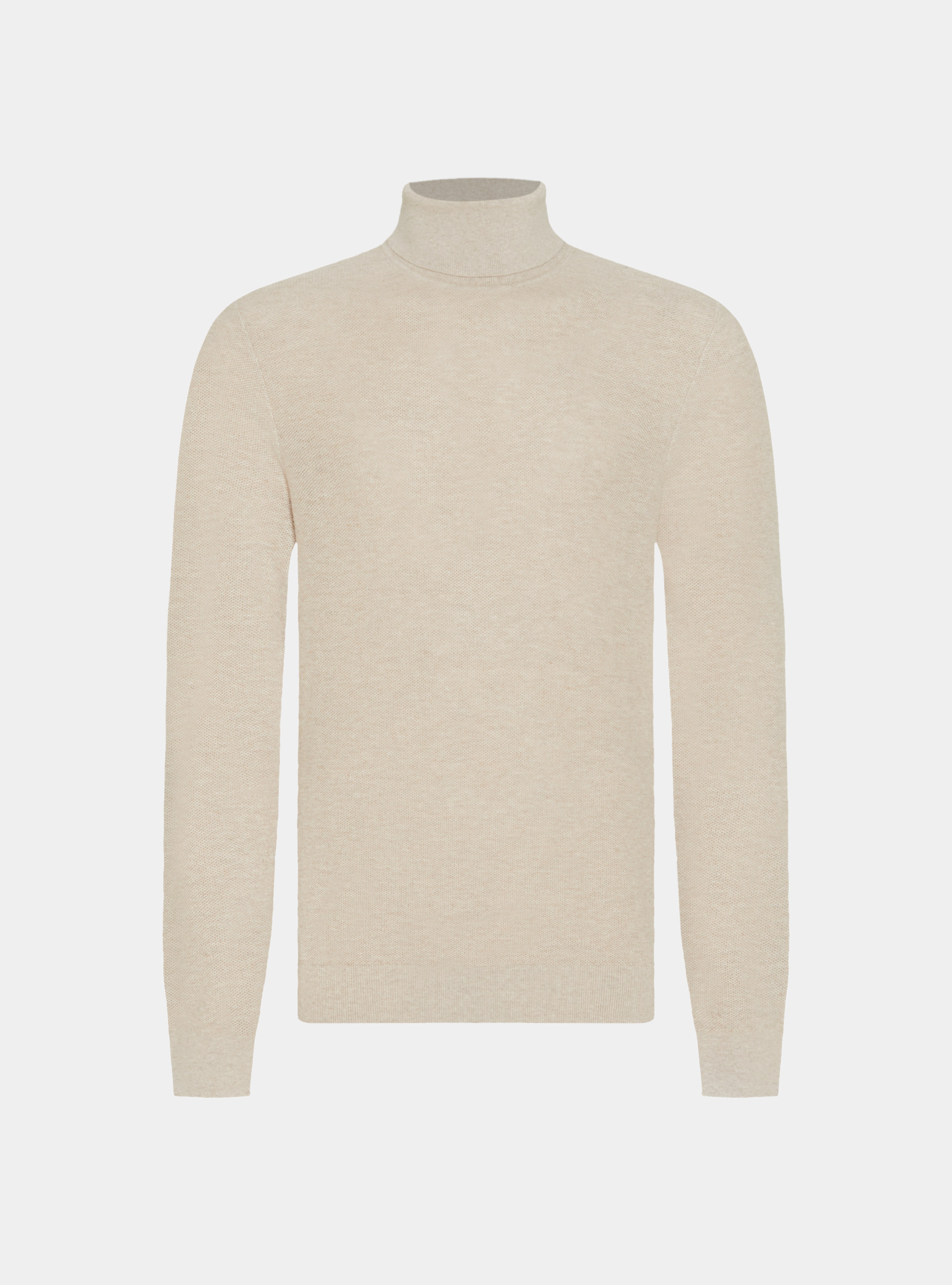 Rollkragenpullover mit Wabenmuster aus Baumwollkaschmir, ECRU 0560C