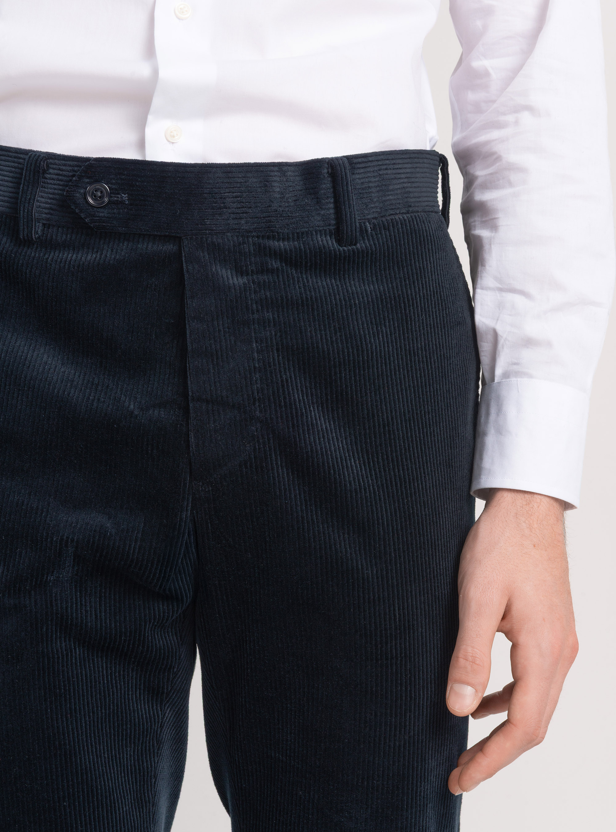 Pantal&oacute;n de terciopelo el&aacute;stico Duca Visconti di Modrone, AZUL MARINO