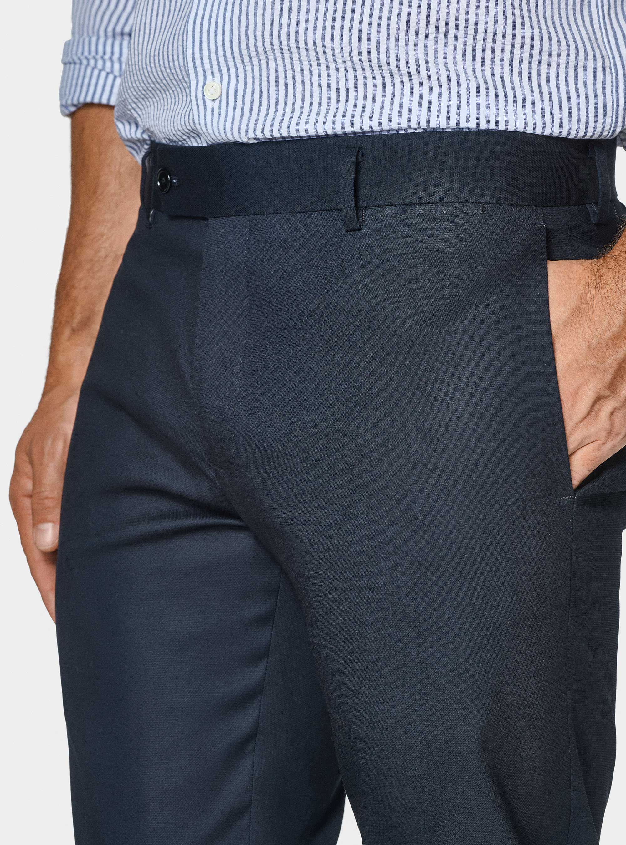 Pantal&oacute;n de traje de algod&oacute;n, AZUL MARINO