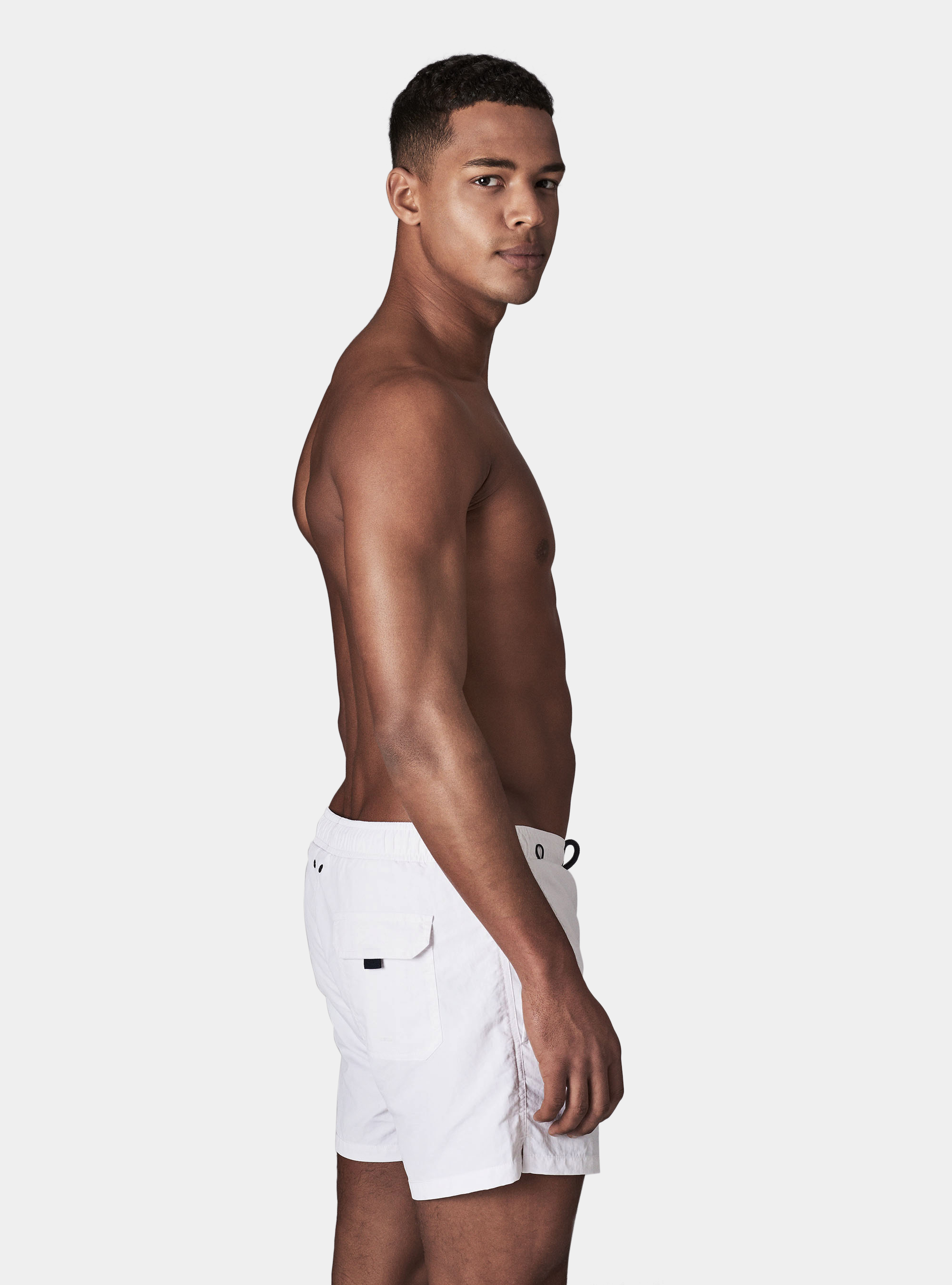 Basic solid colour swimsuit, WHITE