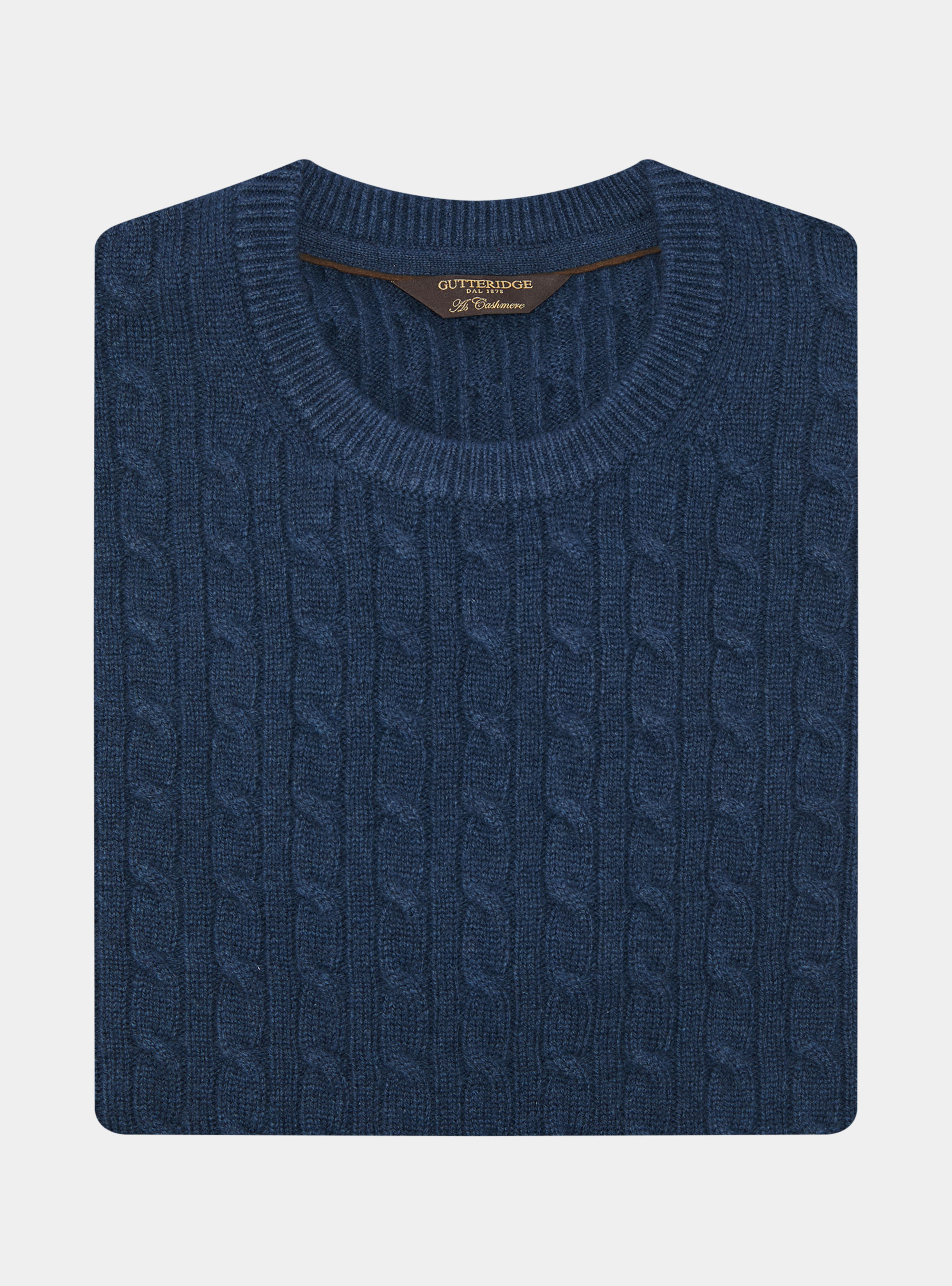 Maglia girocollo con treccia in lana e cashmere, INCHIOSTRO