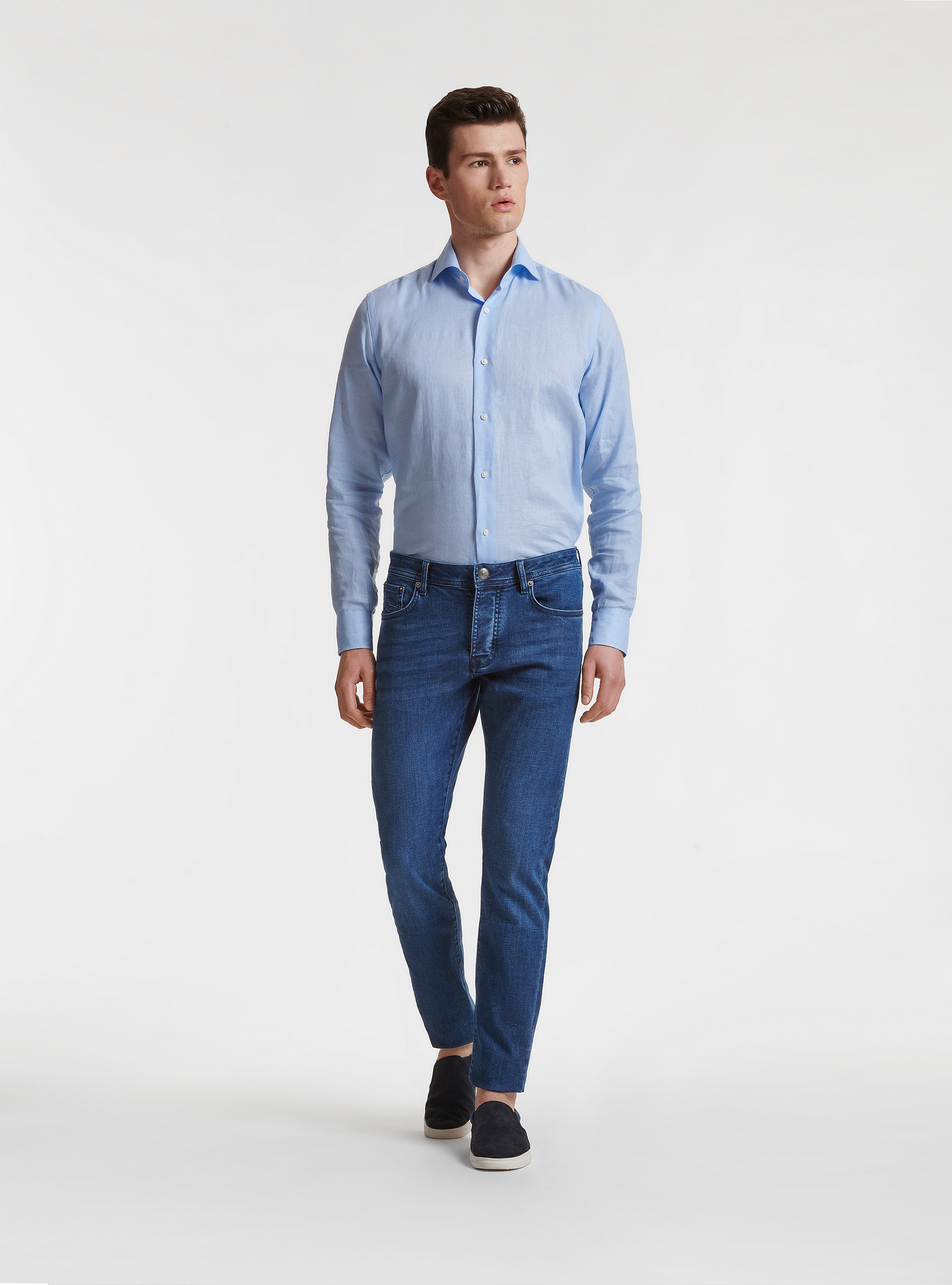 Coloured yarn-dyed jeans, BLUE