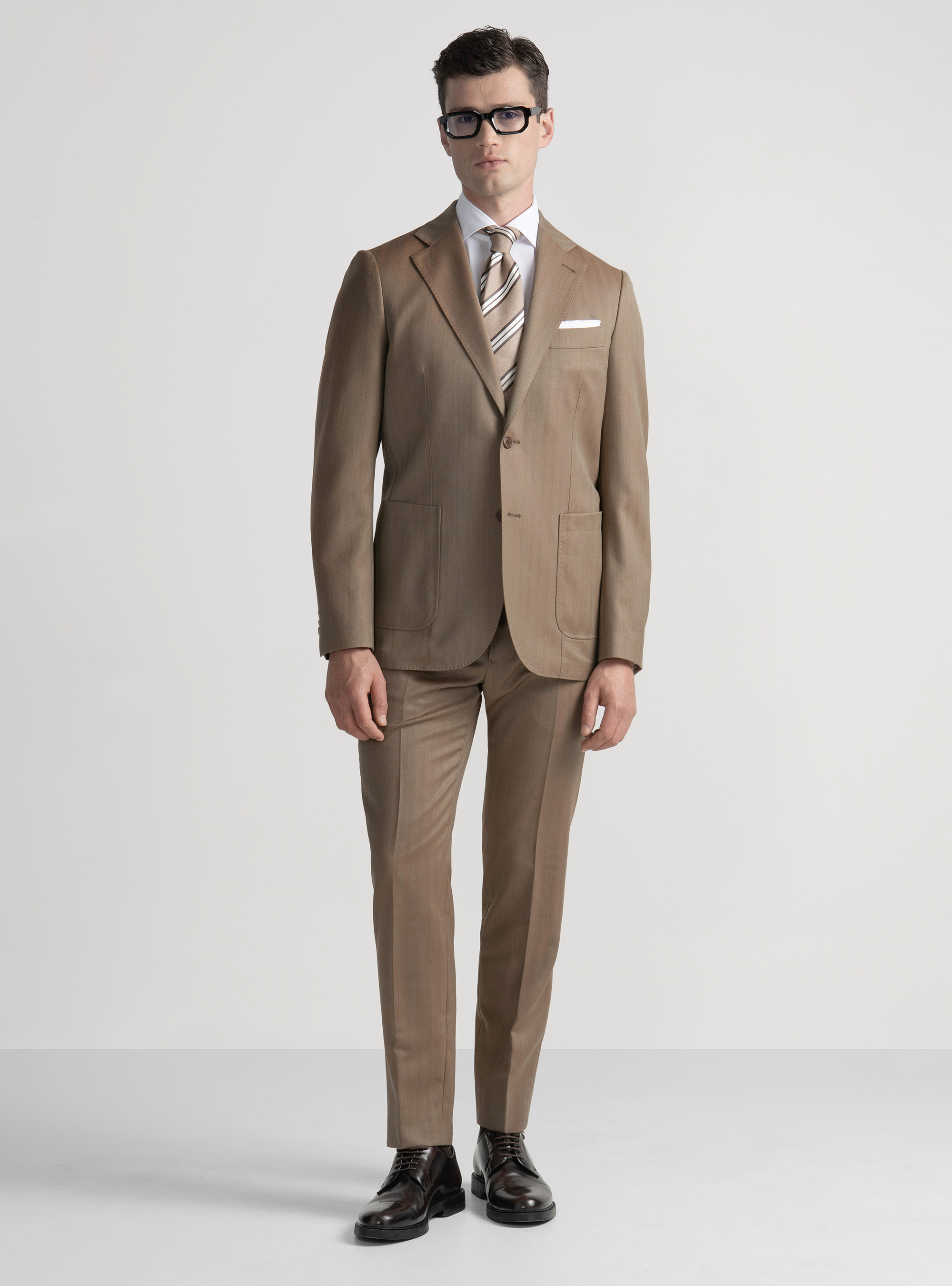 Vitale Barberis Canonico wool herringbone suit blazer, TERRACOTTA
