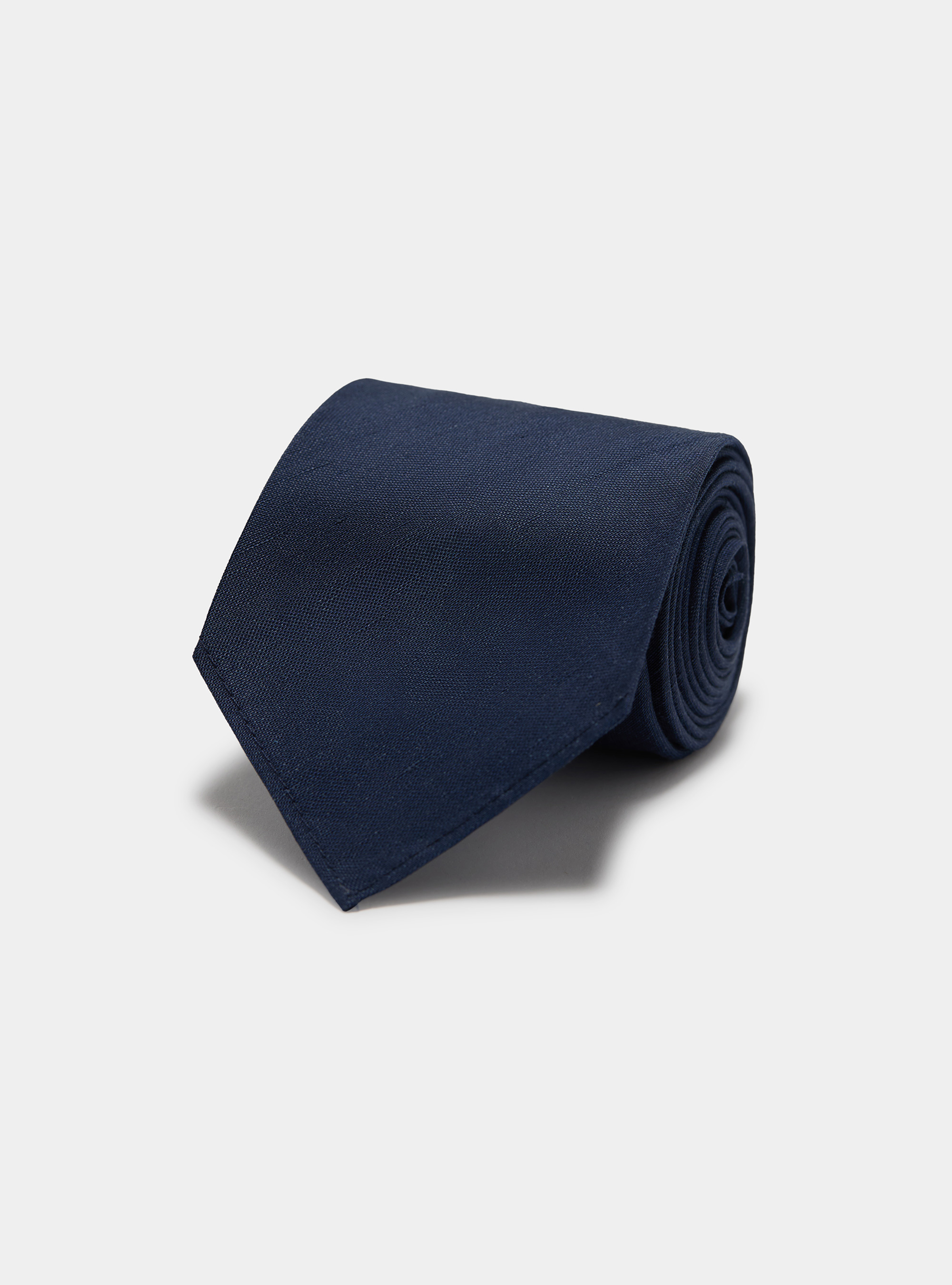 Silk and linen tie, NAVY BLUE