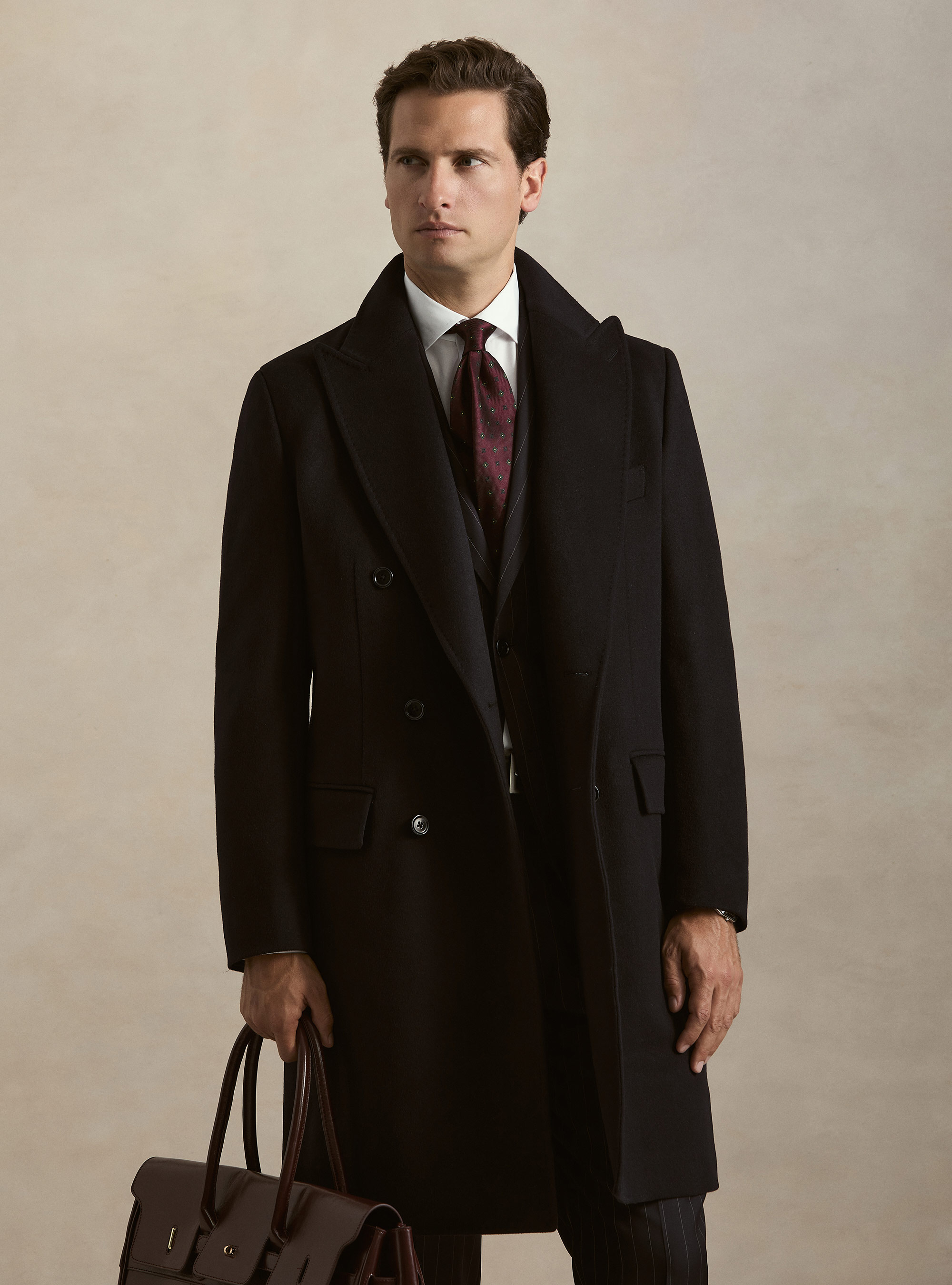 Double-breasted cashmere-blend coat, NAVY BLUE