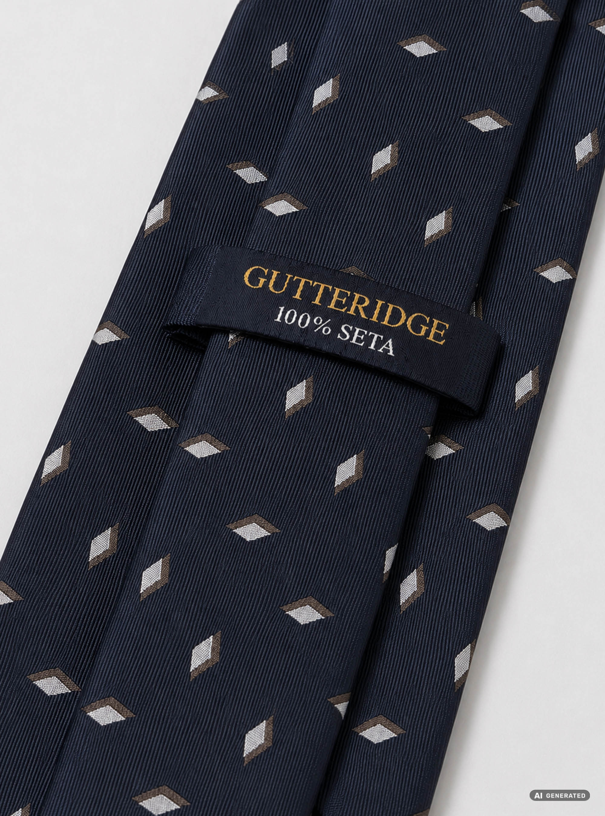 Geometric pattern silk twill tie, NAVY BLUE
