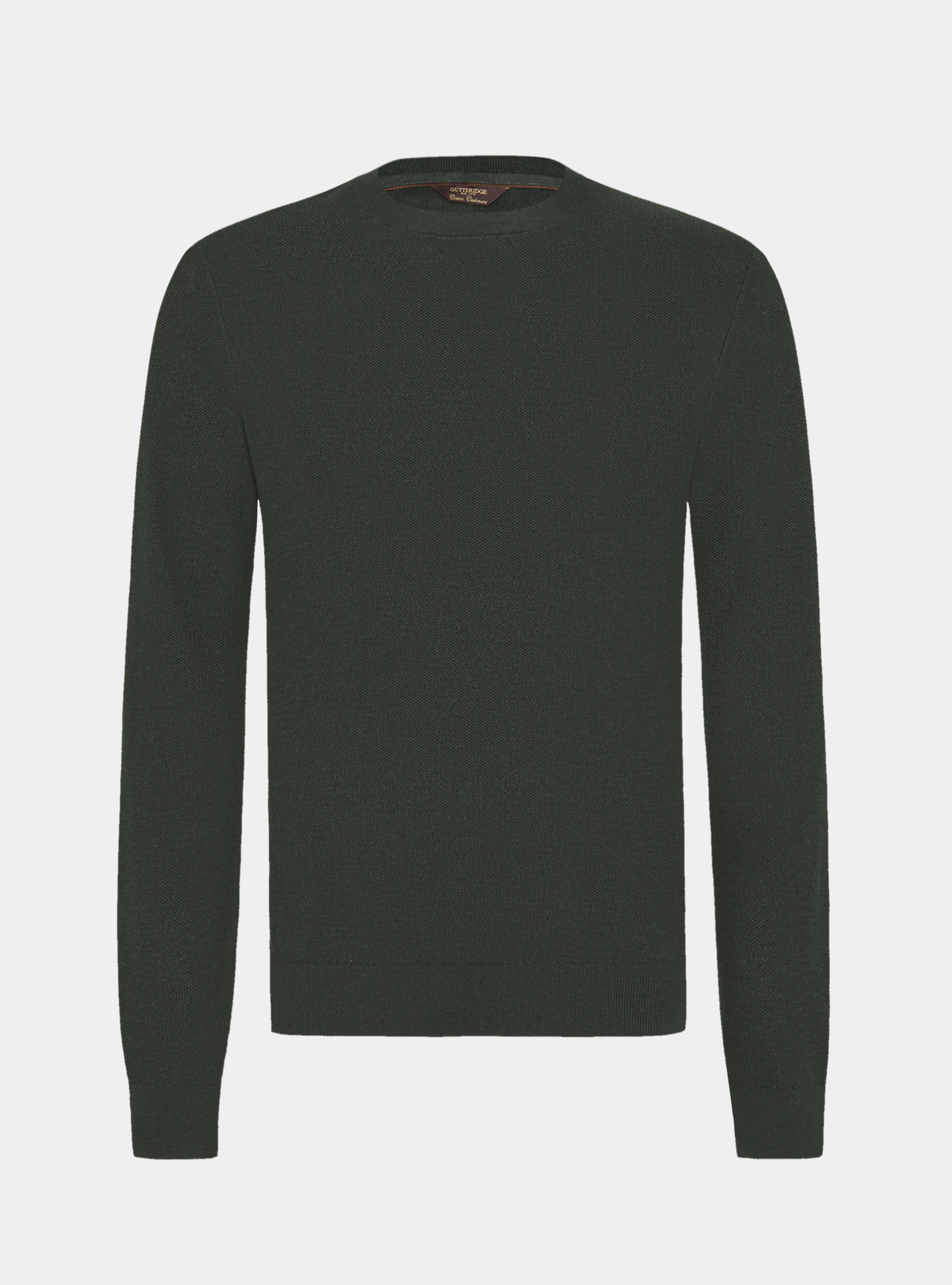 Pull col rond en coton et cachemire maille nid d'abeille, MILITARE 0609C