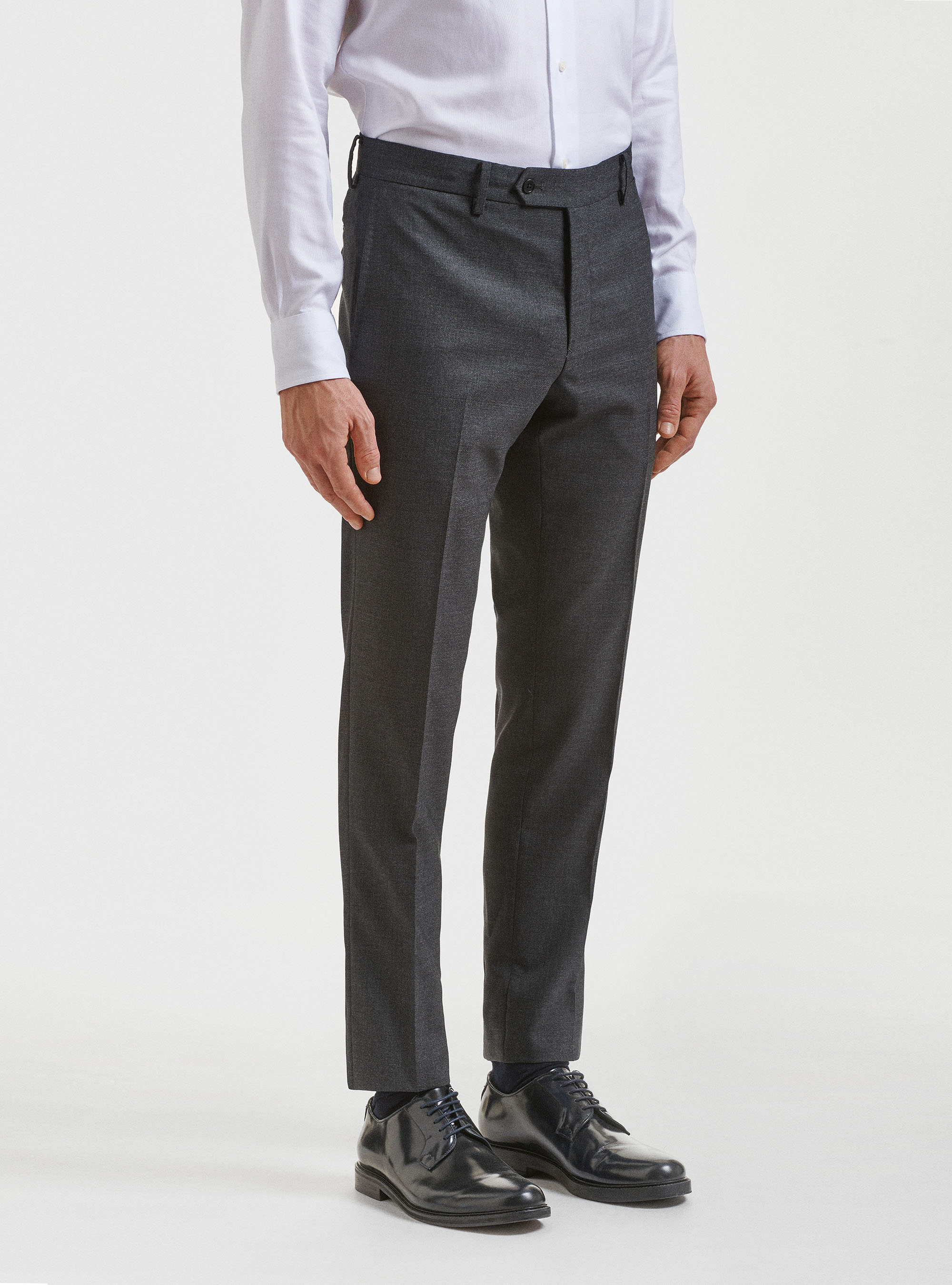 Pantaloni per abito drop 4 in pura lana Vitale Barberis Canonico, ASFALTO