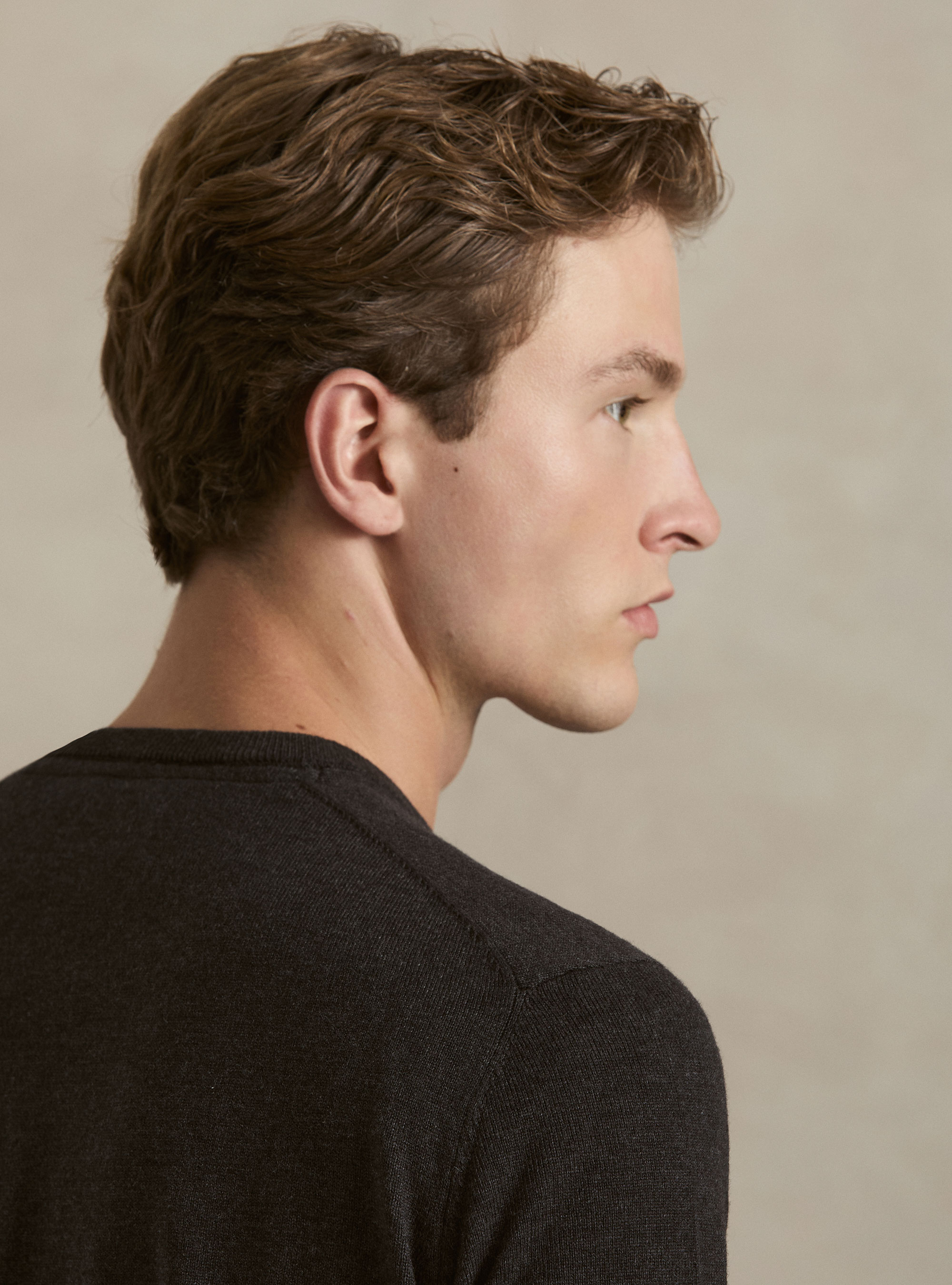 Wool and cashmere blend crewneck sweater, ASPHALT GREY