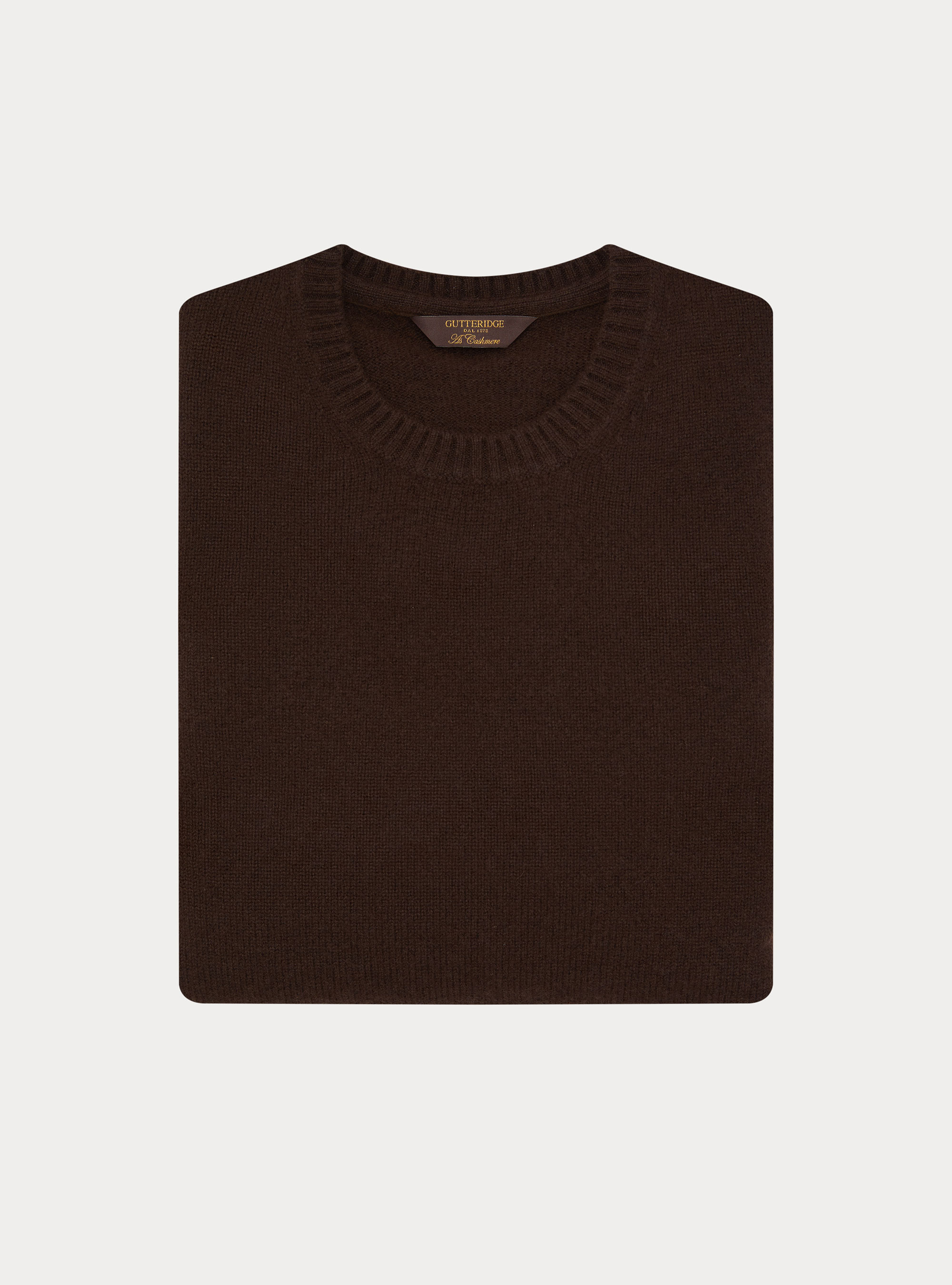 Maglia girocollo in misto lana e cashmere, MARRONE