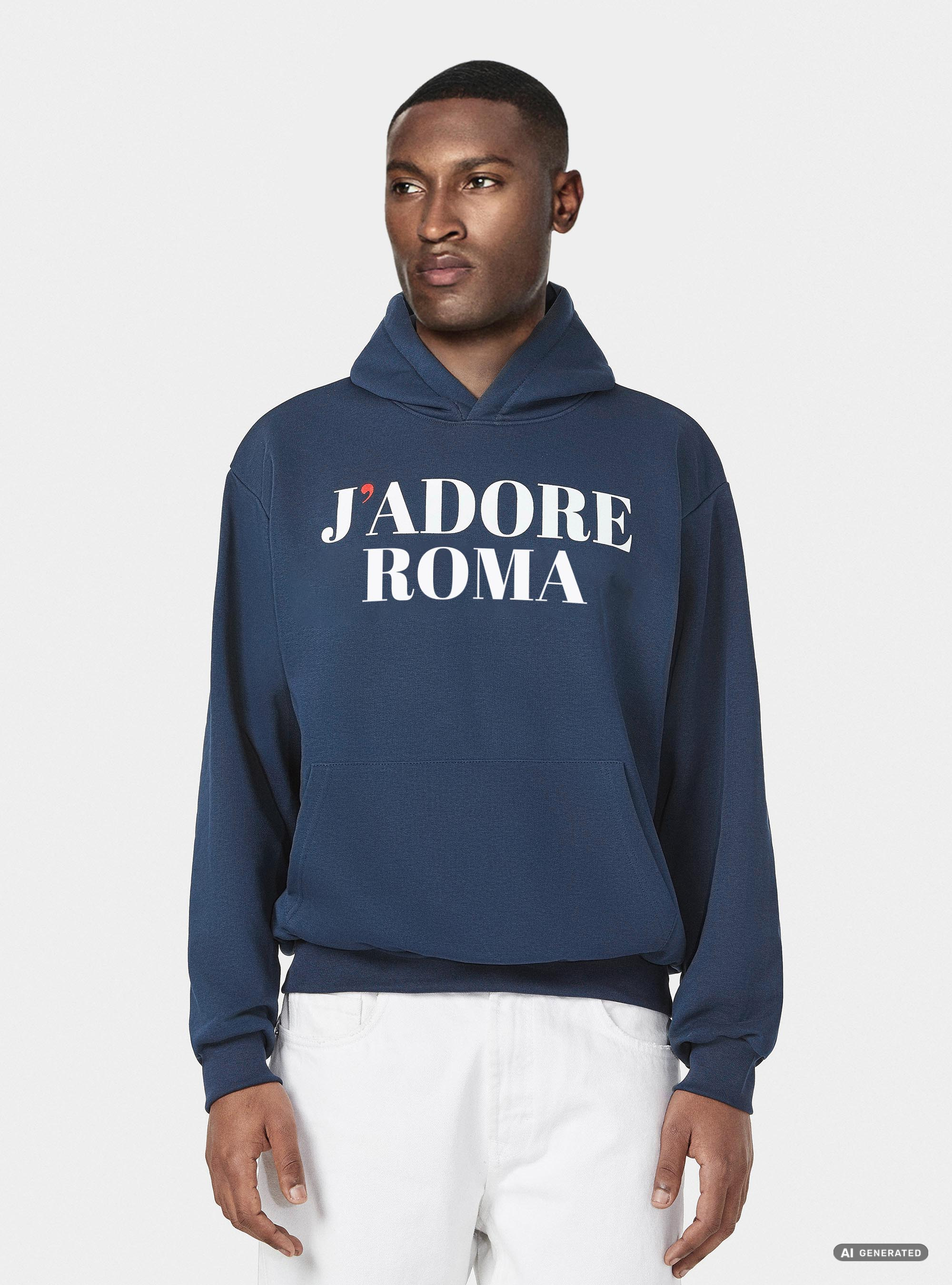 J'adore Roma cotton blend sweatshirt, NAVY BLUE