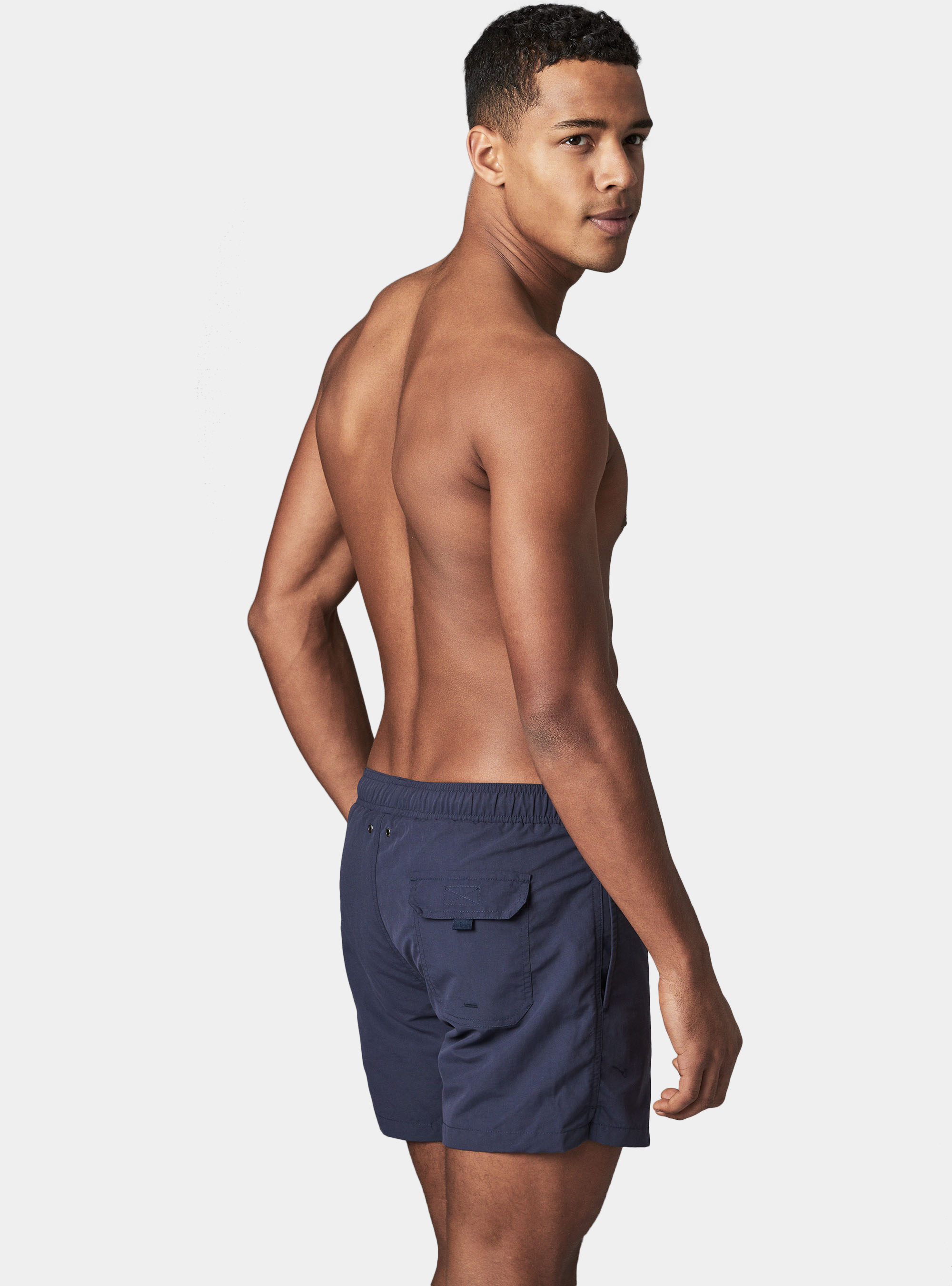 Einfarbige Basic-Badeshorts, NAVY 0218C