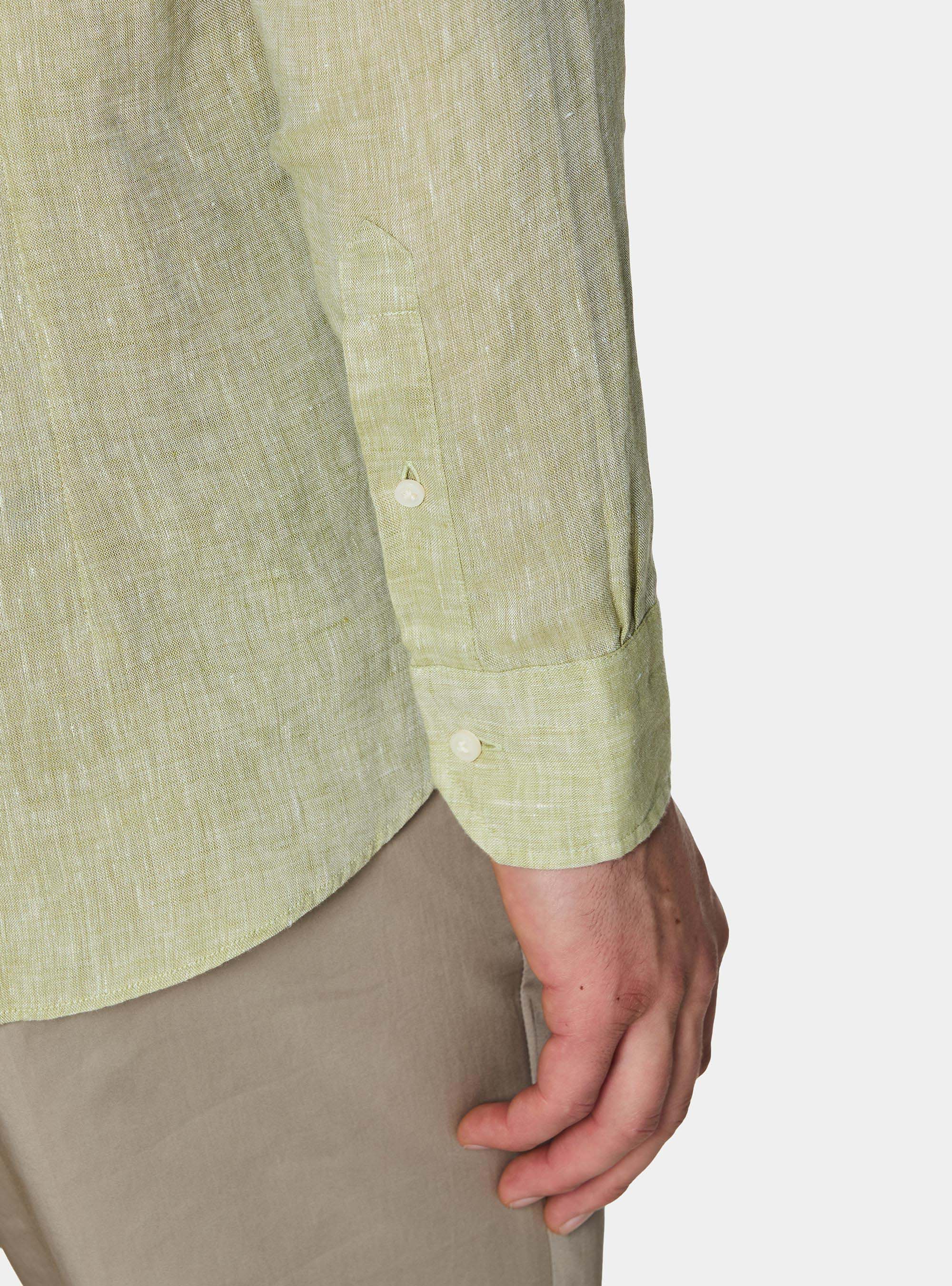 Camisa de lino puro, VERDE PISTACCHIO 0616C
