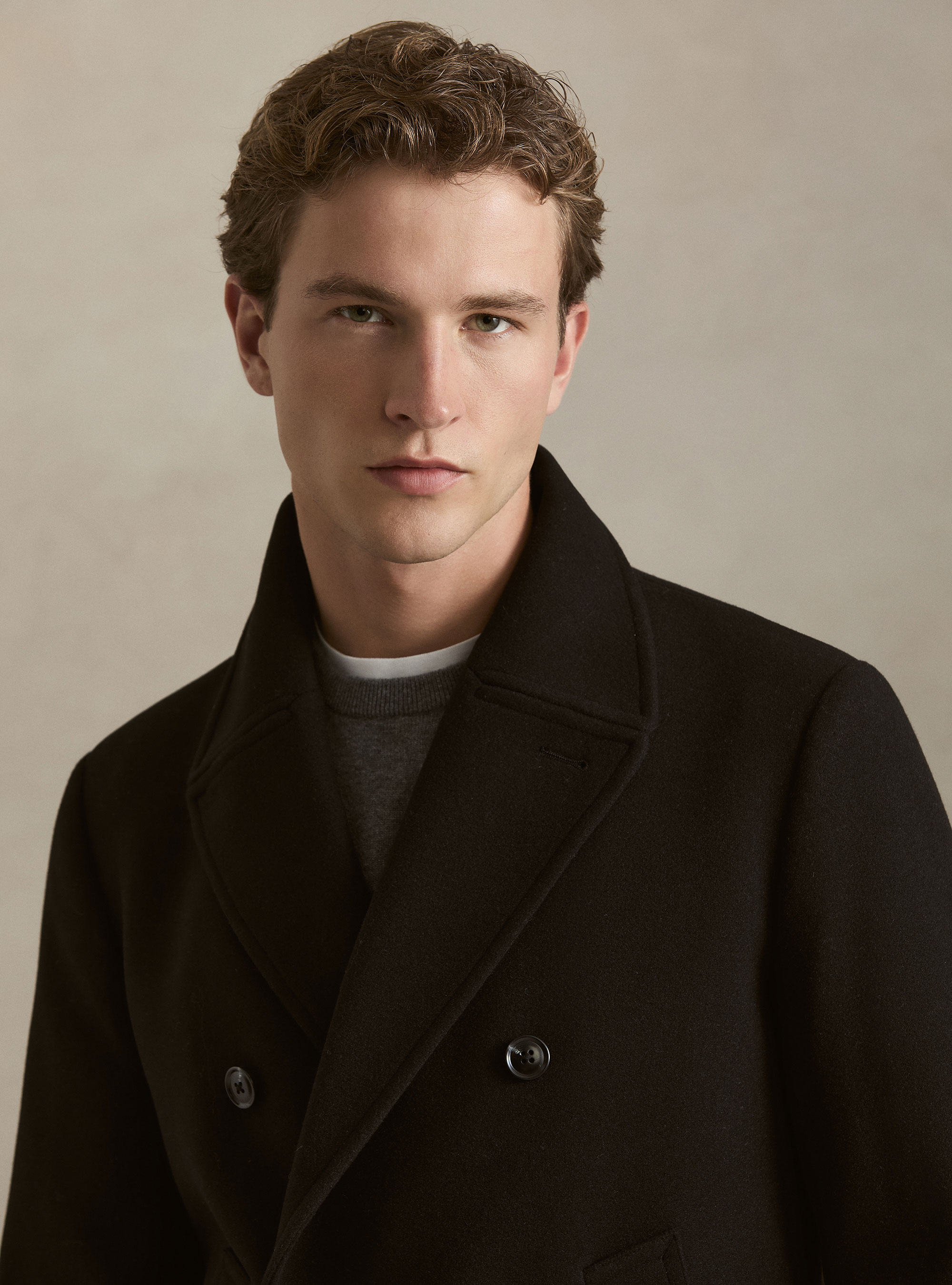 Solid color peacoat, BLACK