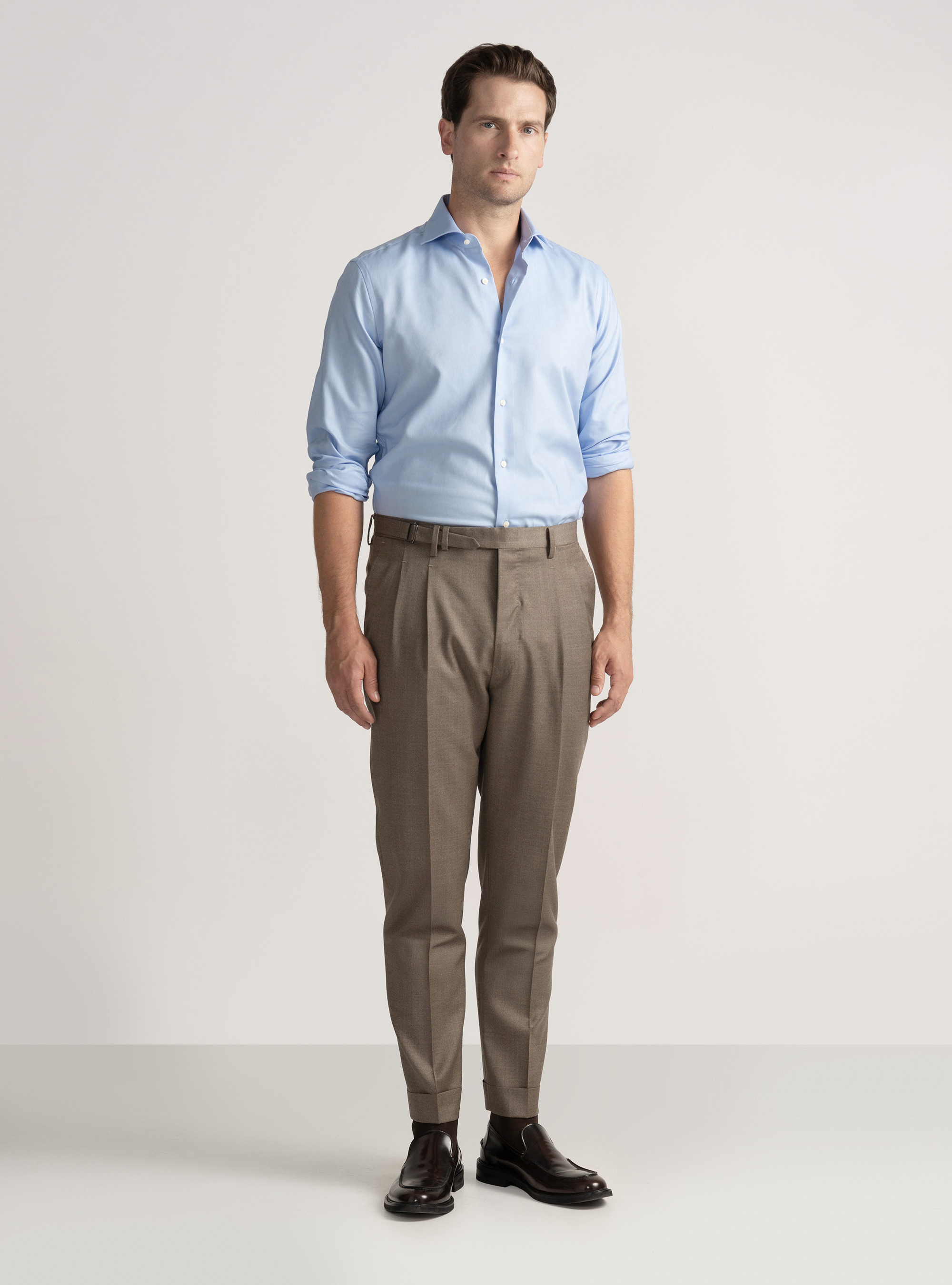 Vitale Barberis Canonico wool pleat trousers, SAND
