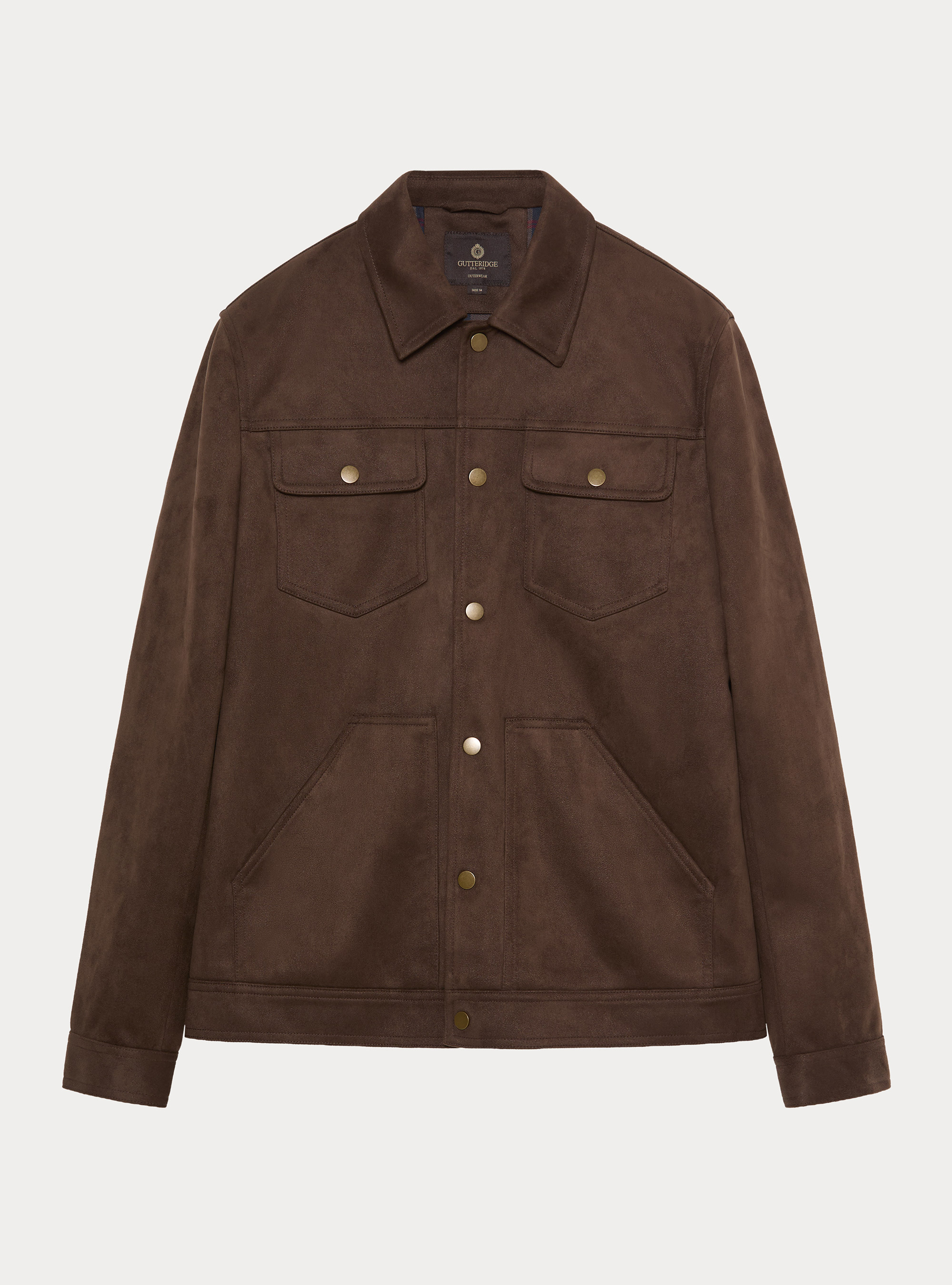 Giubbino a camicia effetto suede, MARRONE 0508C