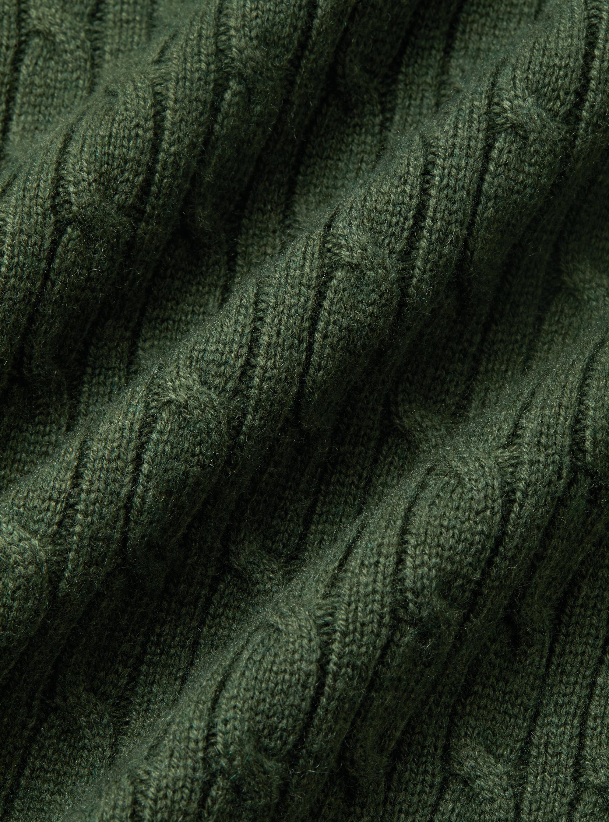 Maglia collo alto con treccia in misto lana, MILITARE 0609C
