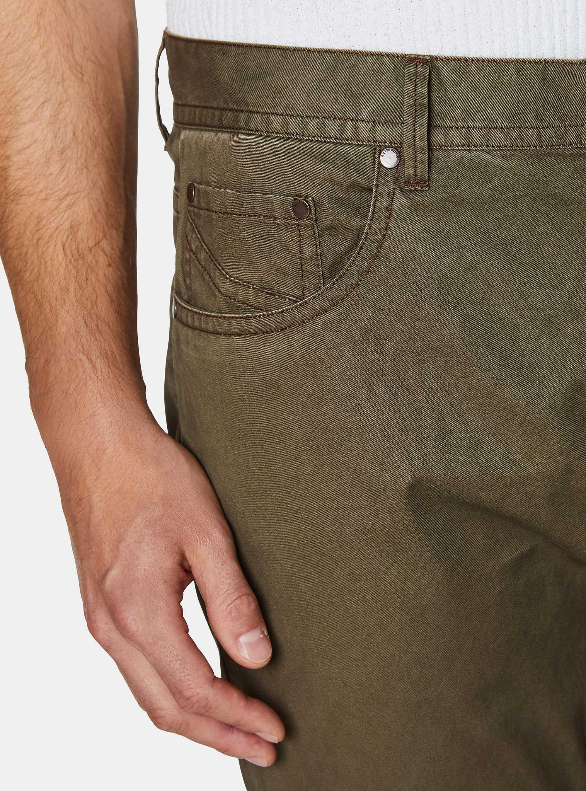 Slim fit cotton trousers, OLIVE