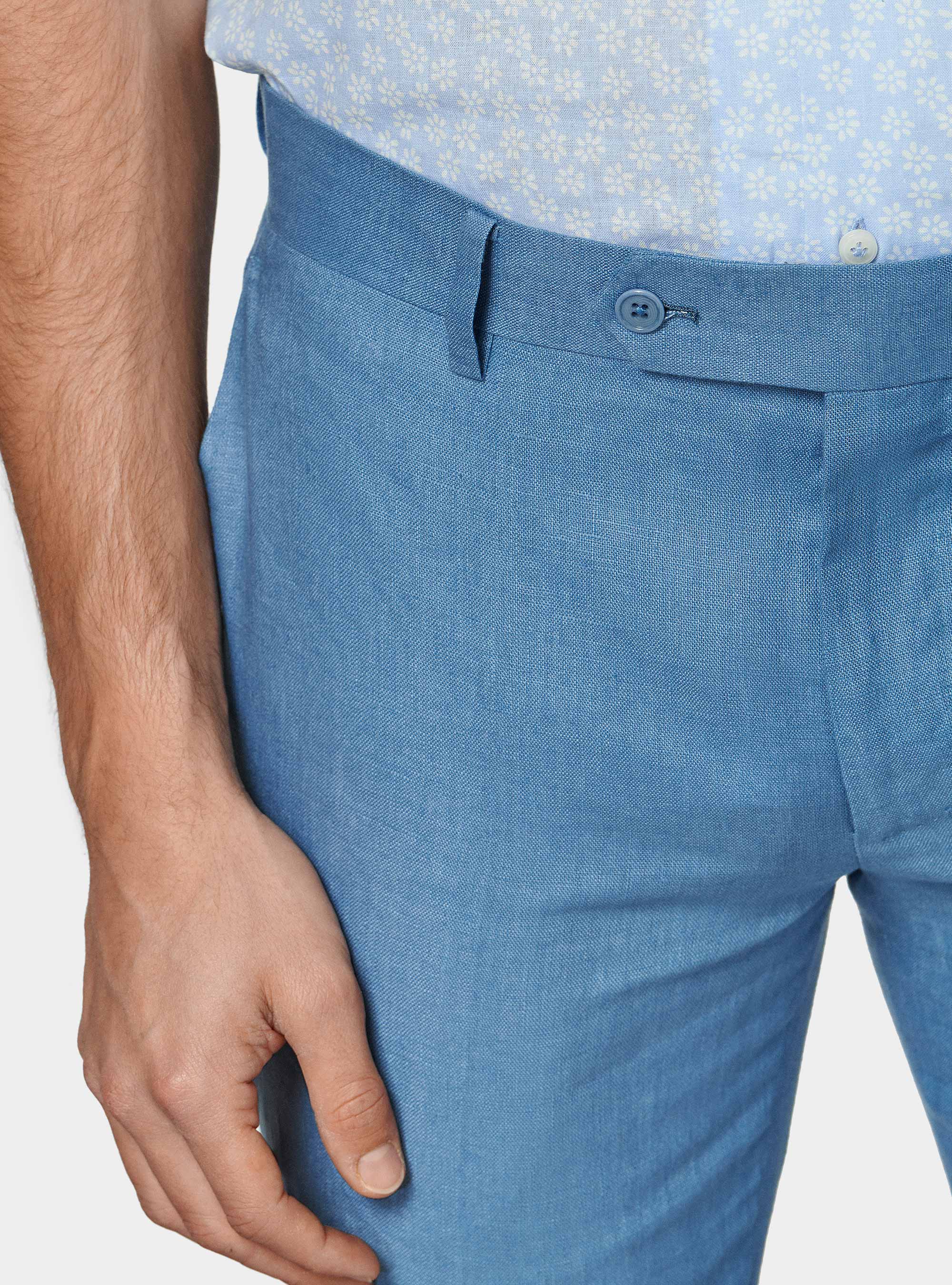 Pure linen suit trousers, AZZURRO POLVERE 0283C