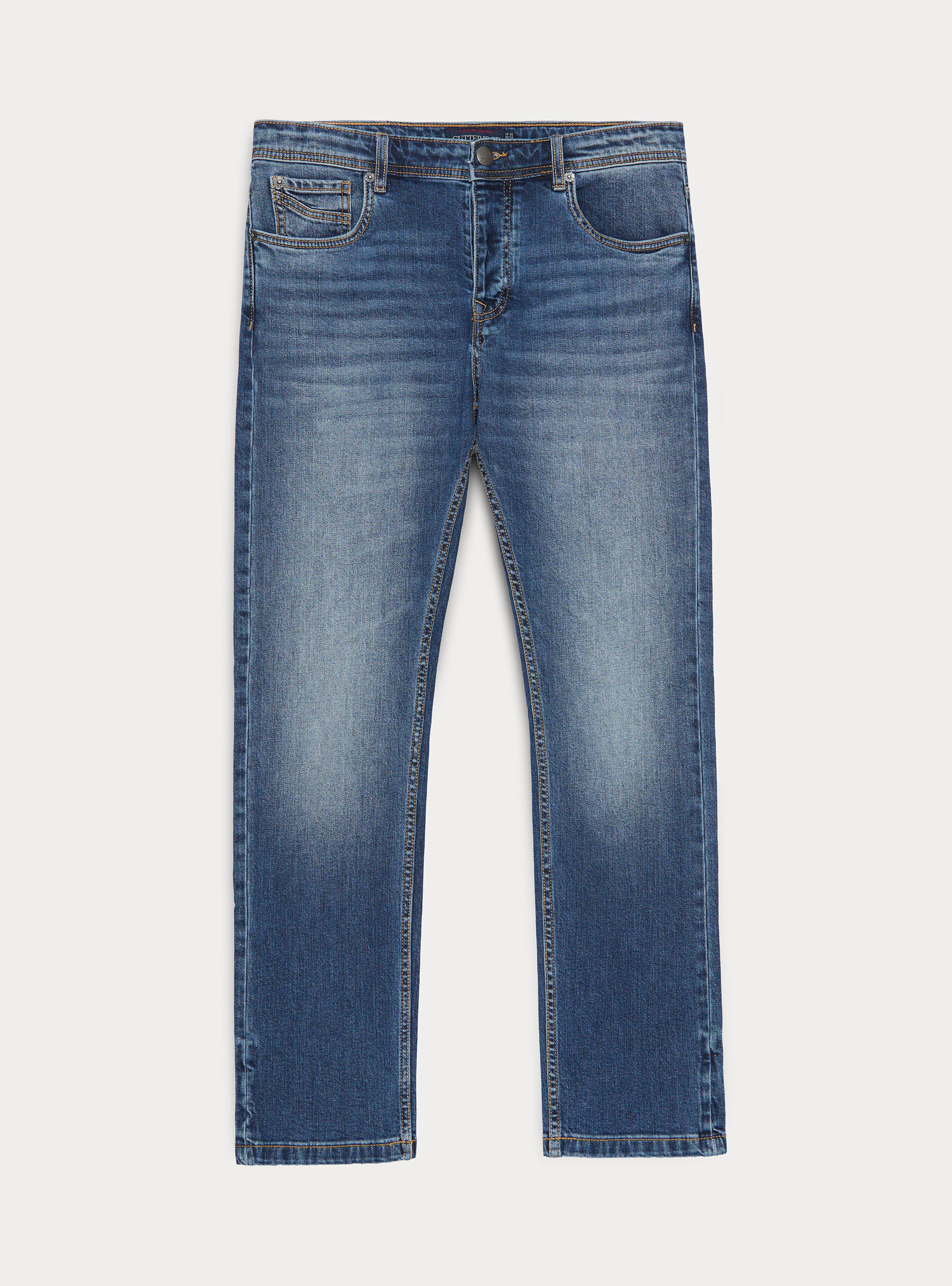 Denim de algod&oacute;n el&aacute;stico, AZUL MARINO