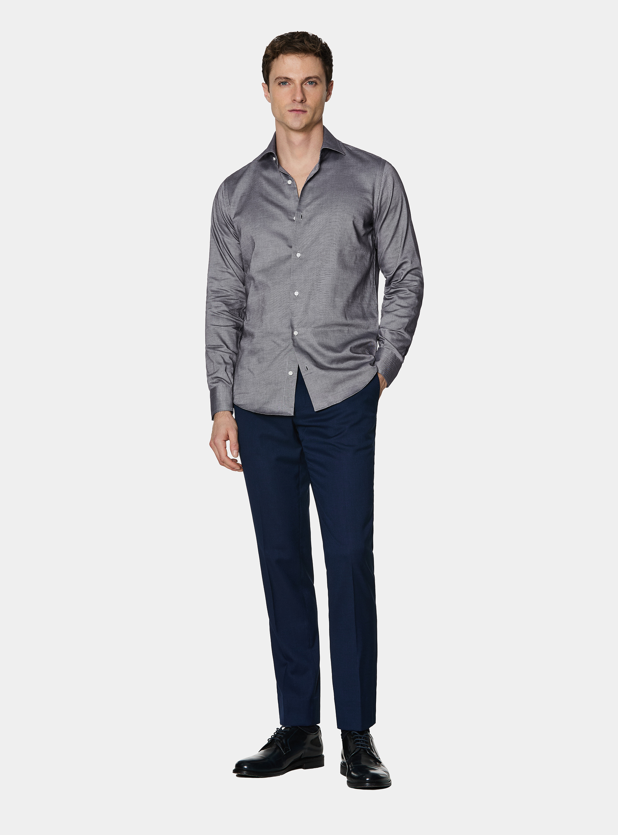 Camicia in cotone oxford, BLU NAVY